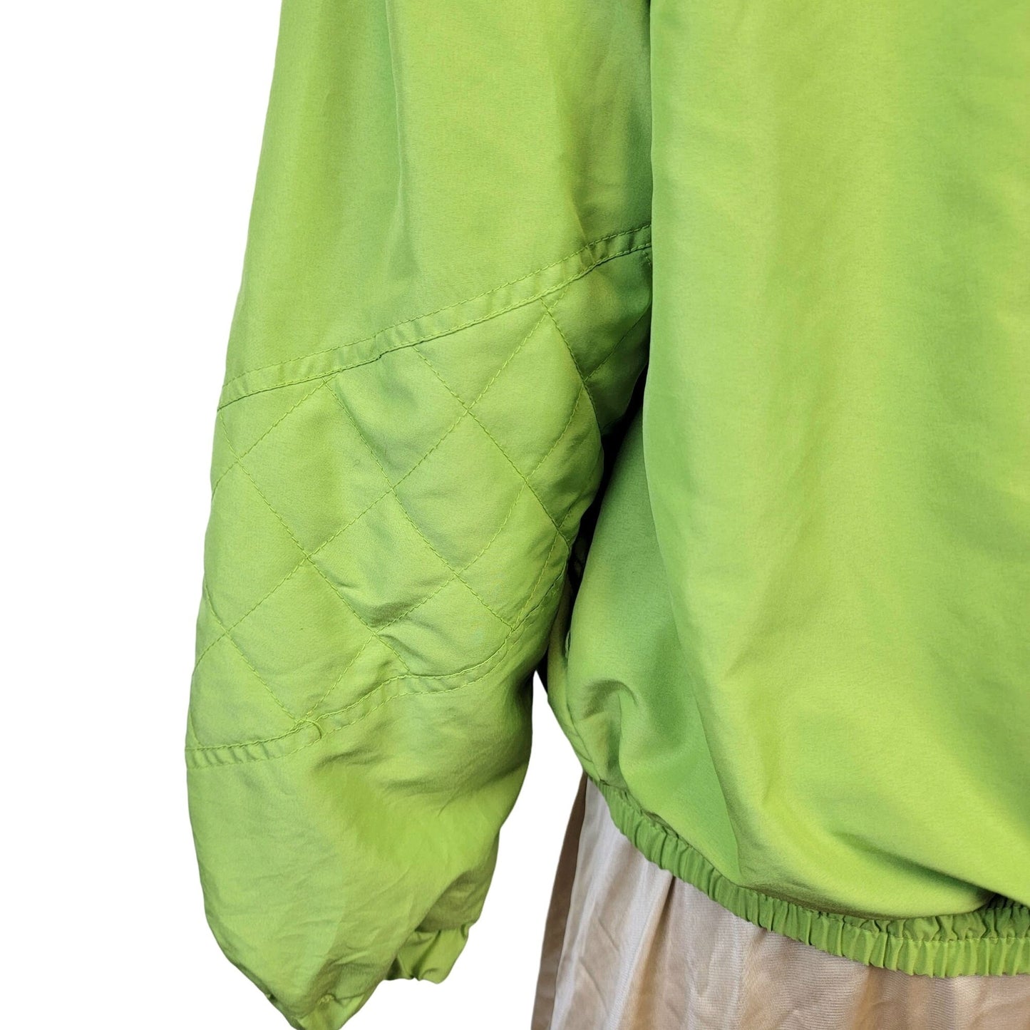 Vintage 90s Quilted Windbreaker Jacket Women Small Green