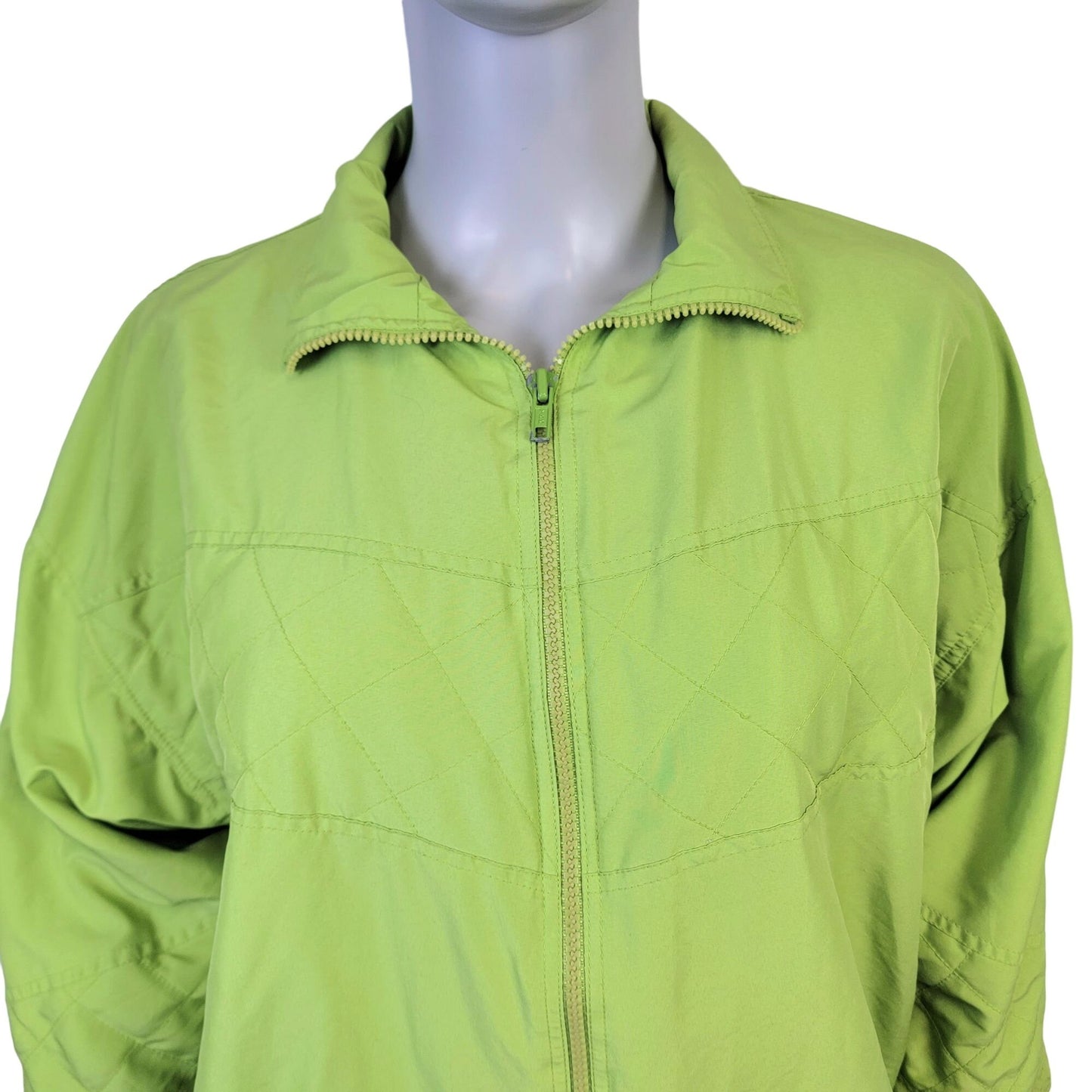 Vintage 90s Quilted Windbreaker Jacket Women Small Green