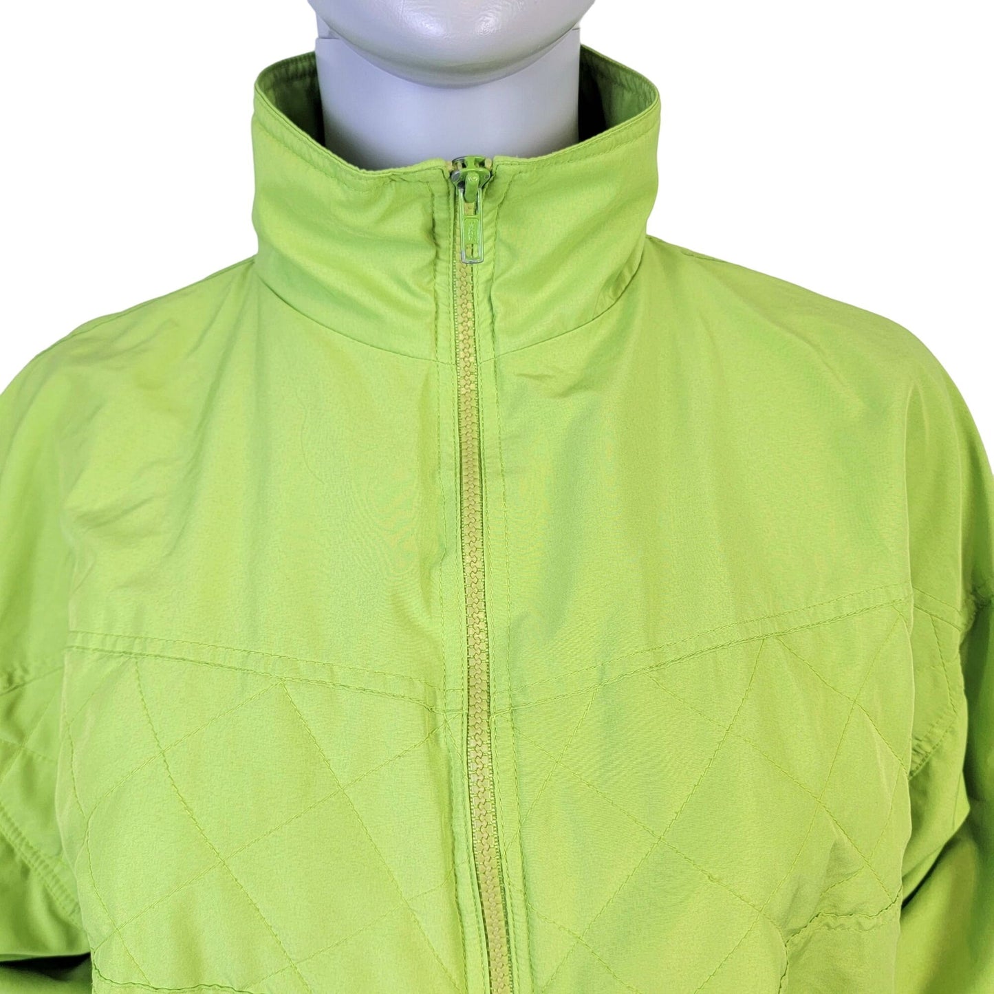 Vintage 90s Quilted Windbreaker Jacket Women Small Green