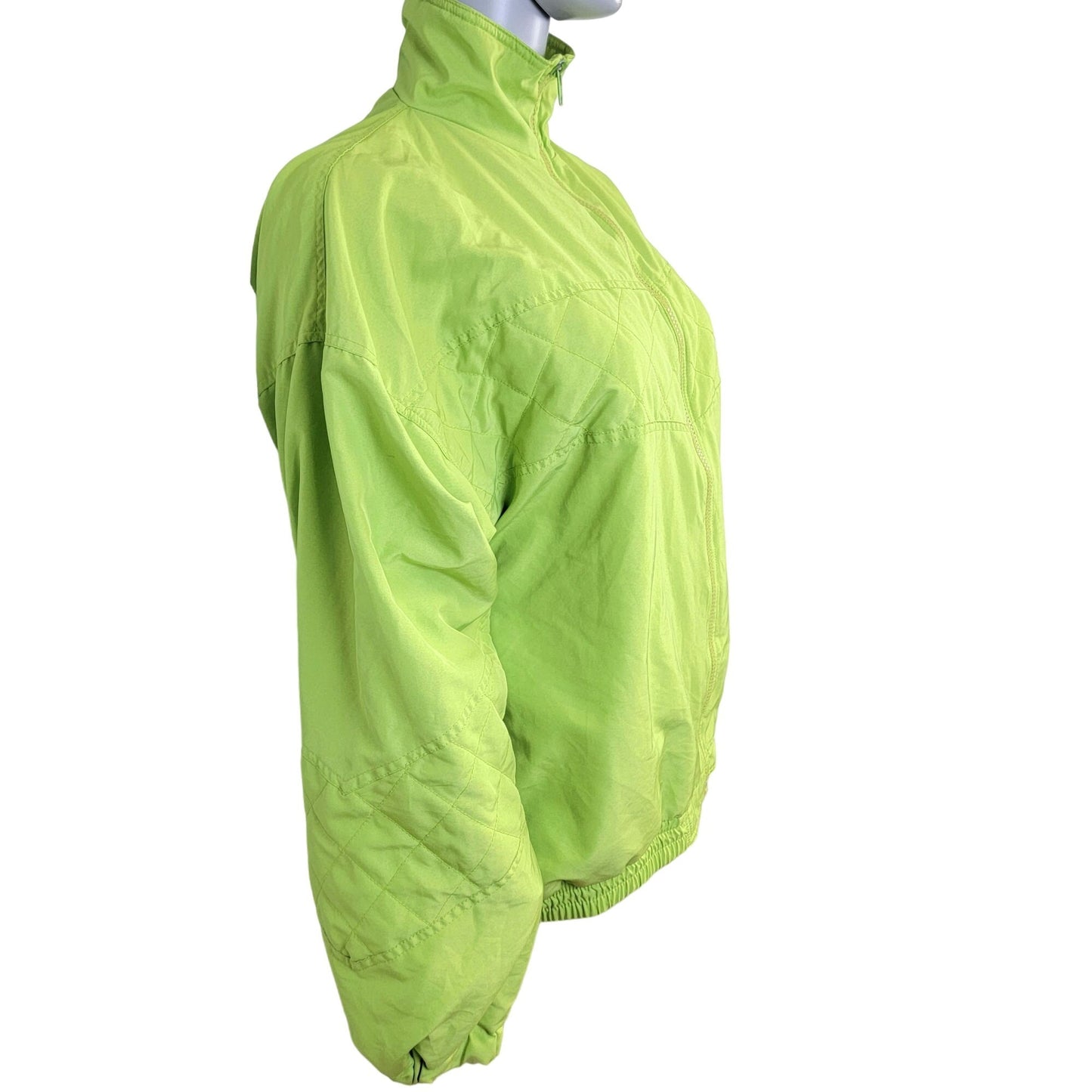 Vintage 90s Quilted Windbreaker Jacket Women Small Green