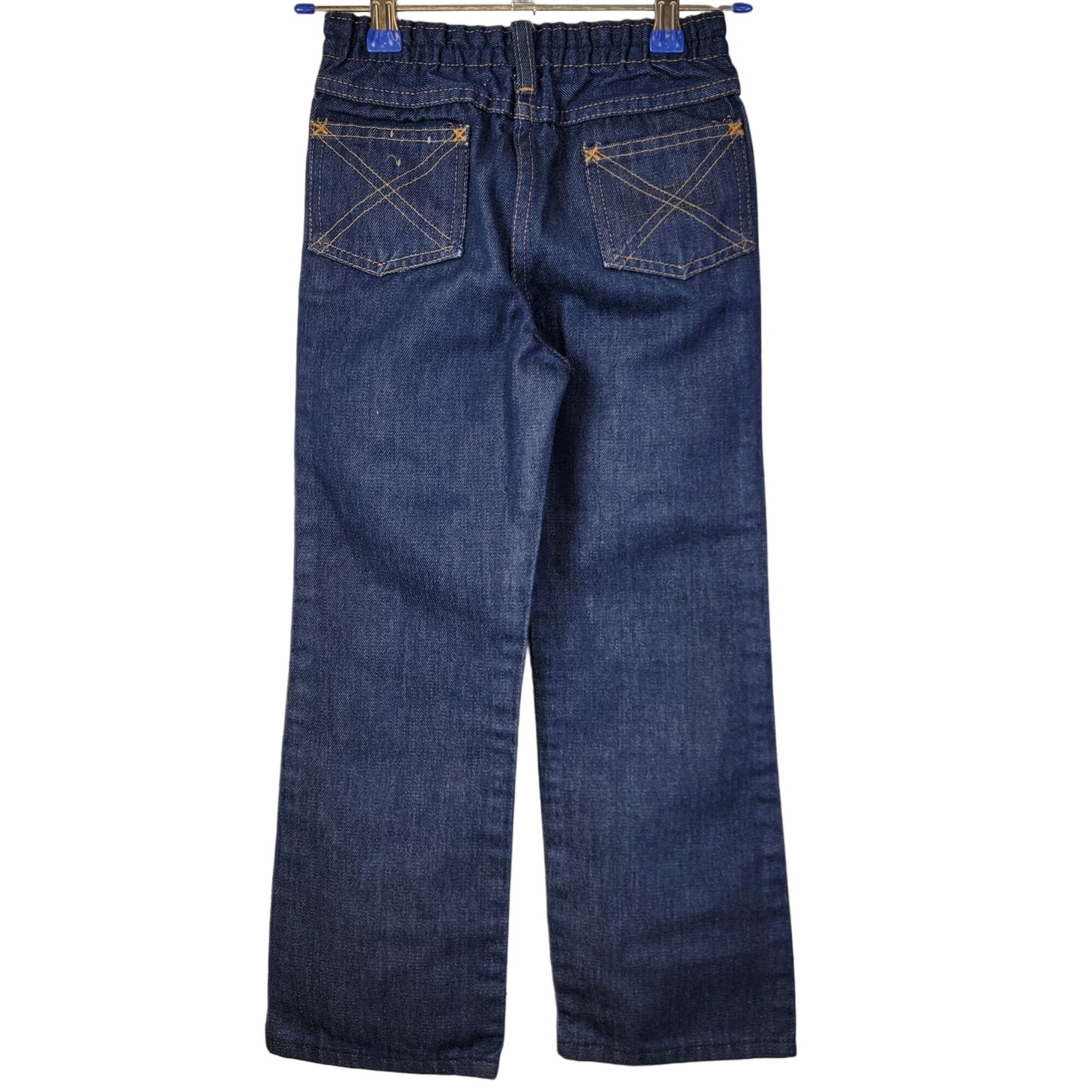 Vintage 70s Sears Bootcut Jeans Child 7 20 Waist 19 Inseam Dark Wash Denim