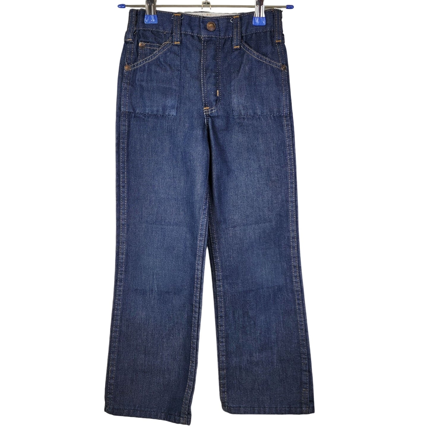 Vintage 70s Sears Bootcut Jeans Child 7 20 Waist 19 Inseam Dark Wash Denim