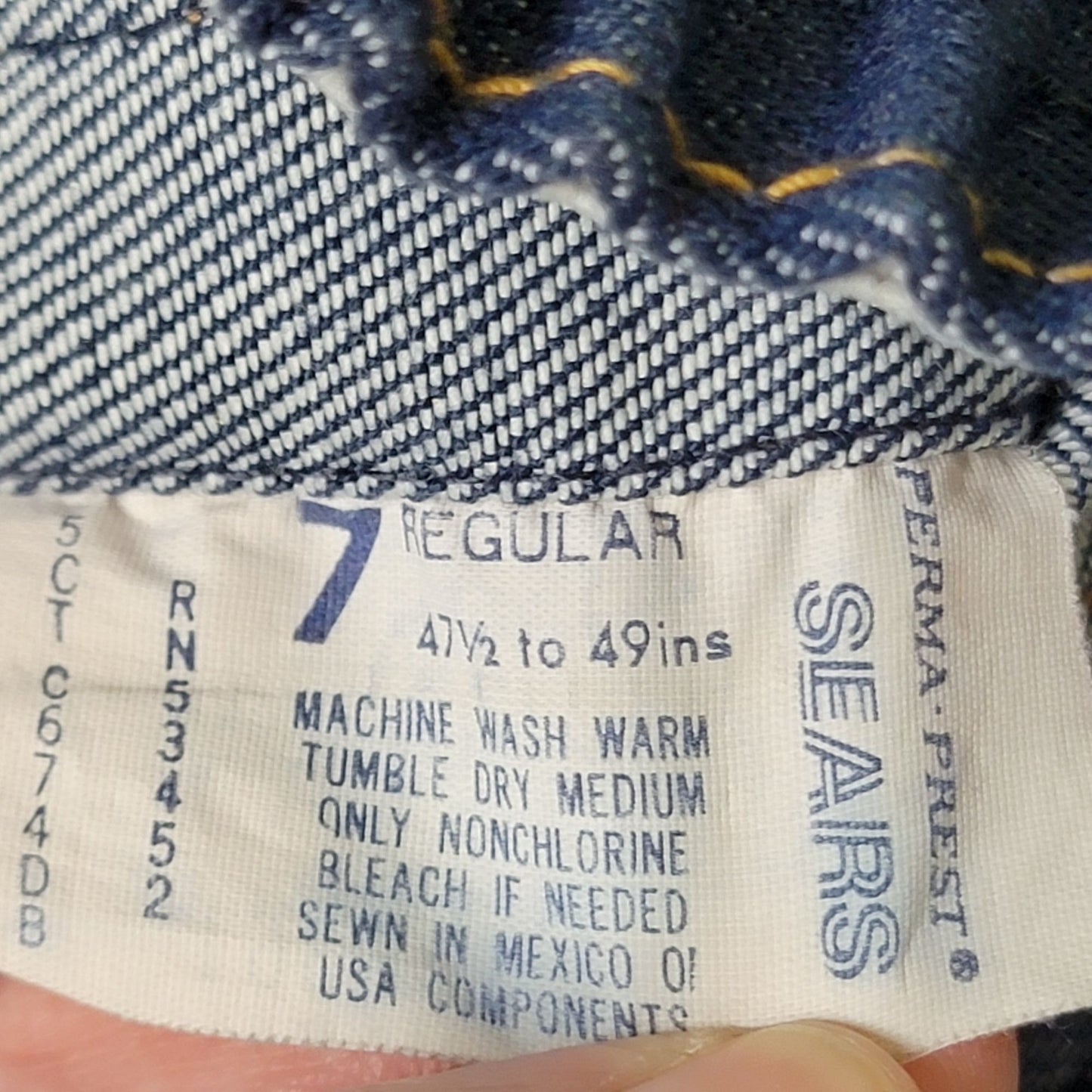 Vintage 70s Sears Bootcut Jeans Child 7 20 Waist 19 Inseam Dark Wash Denim
