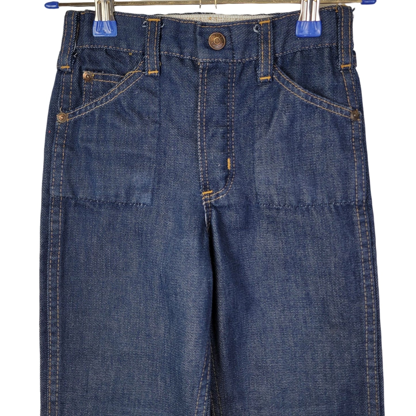 Vintage 70s Sears Bootcut Jeans Child 7 20 Waist 19 Inseam Dark Wash Denim