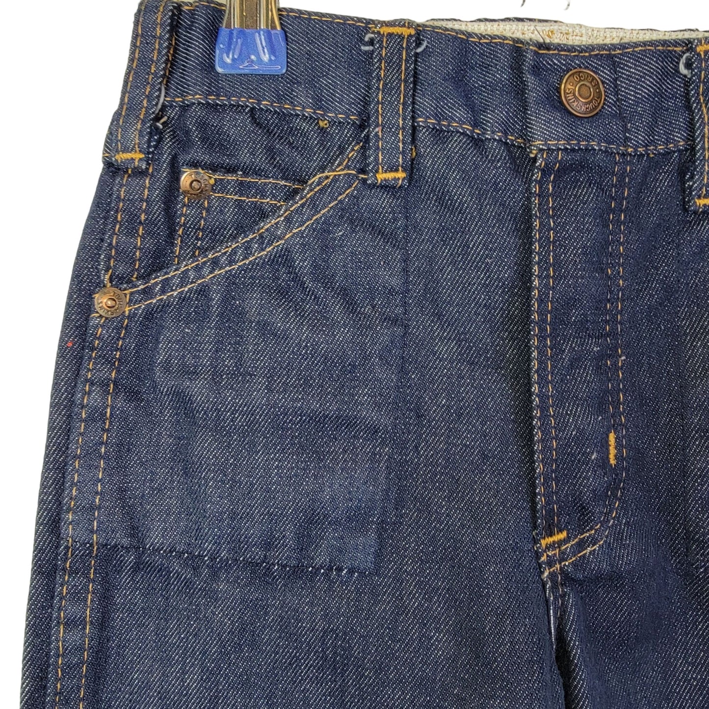 Vintage 70s Sears Bootcut Jeans Child 7 20 Waist 19 Inseam Dark Wash Denim