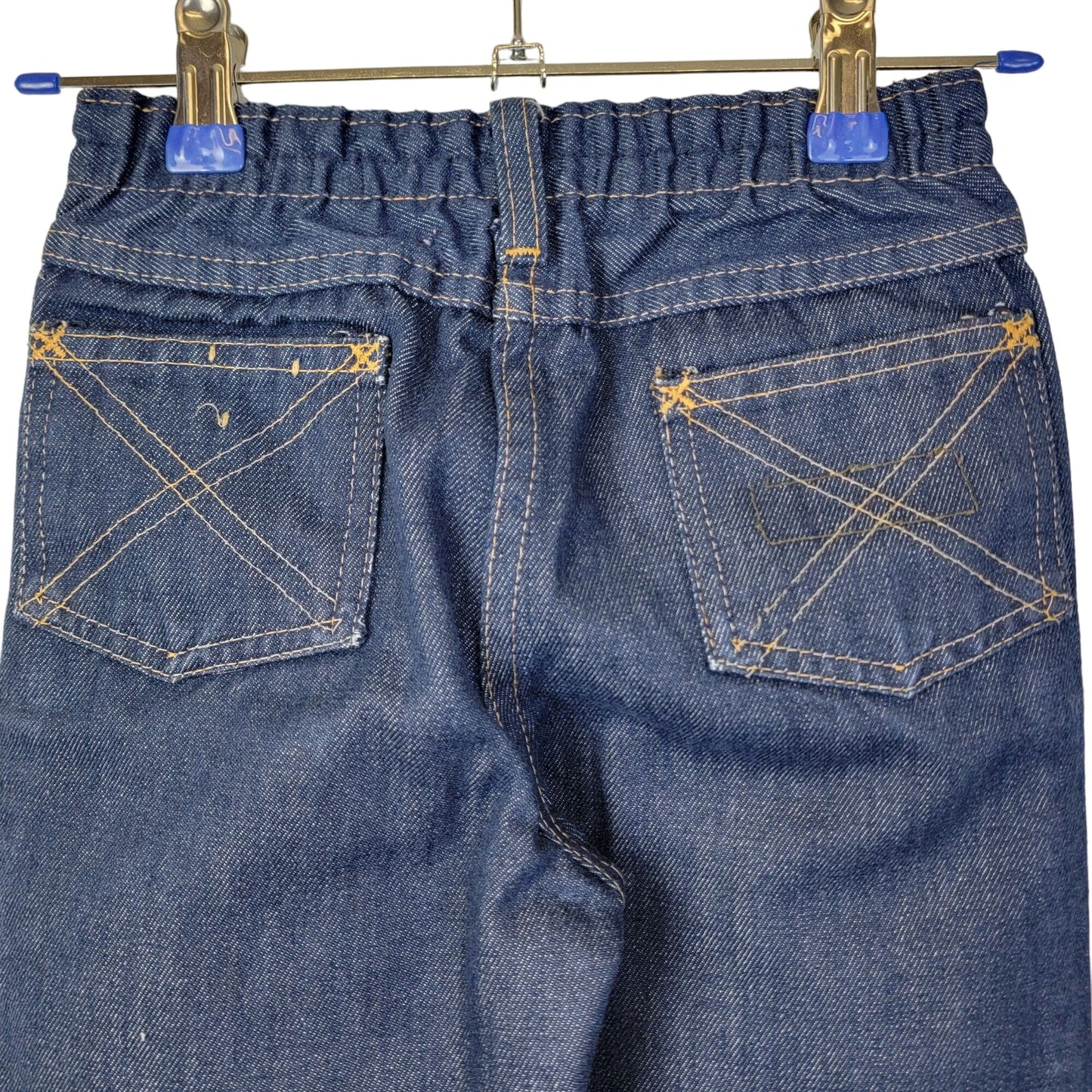 Vintage 70s Sears Bootcut Jeans Child 7 20 Waist 19 Inseam Dark Wash Denim