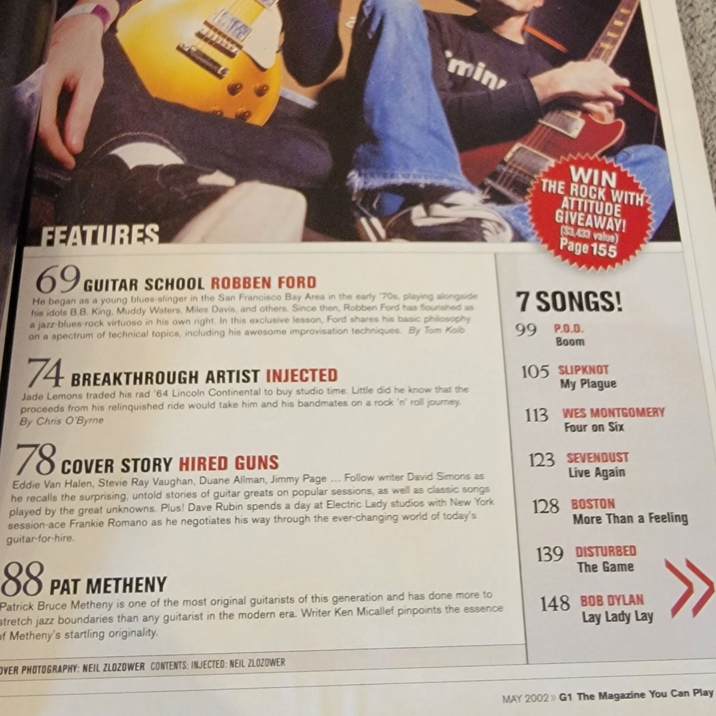 Guitar One Vintage 2002 Magazine Lot of 2 Y2K Rock Music Sheets