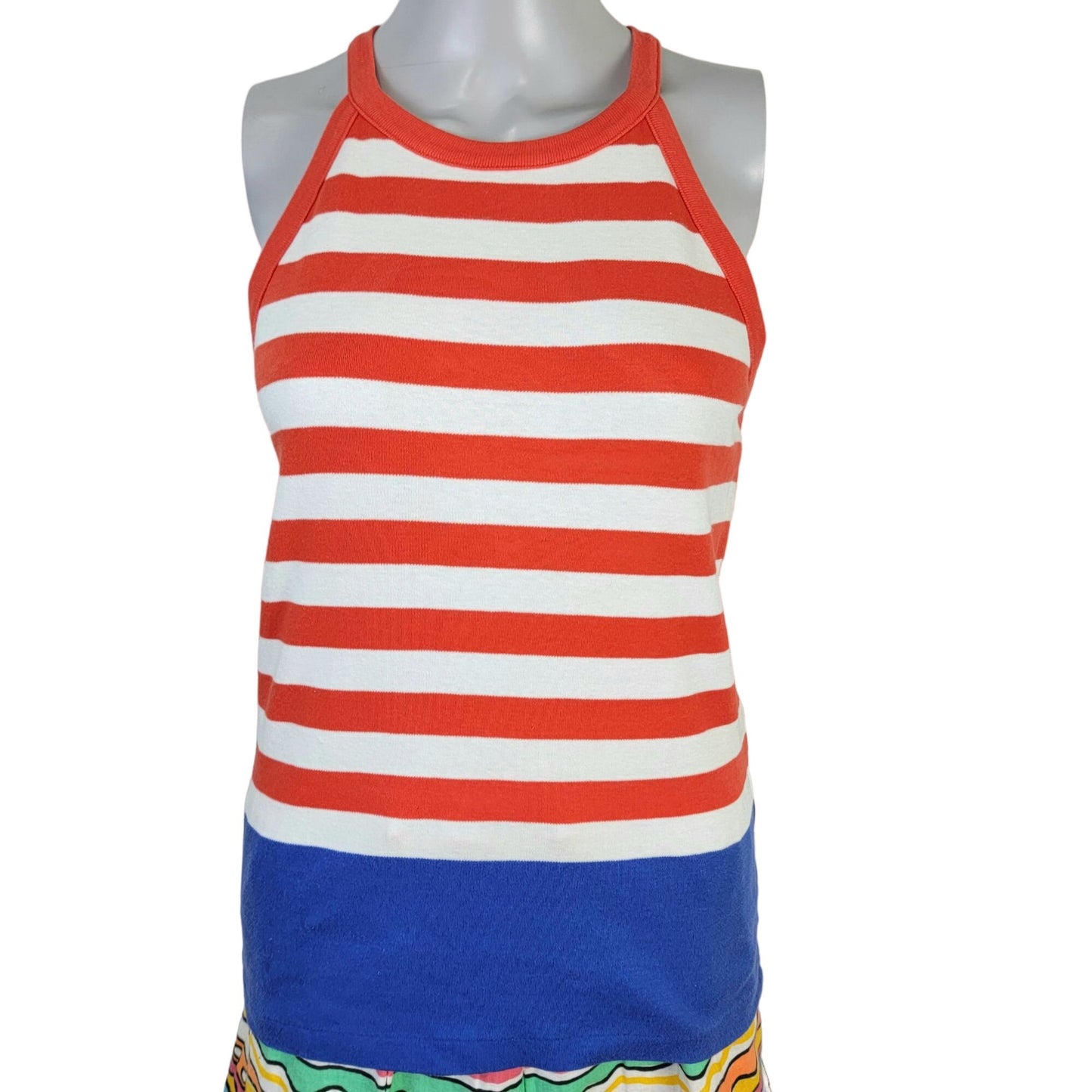 Liz Claiborne Vintage 80s Racerback Tank Shirt Women Small Patriotic Top