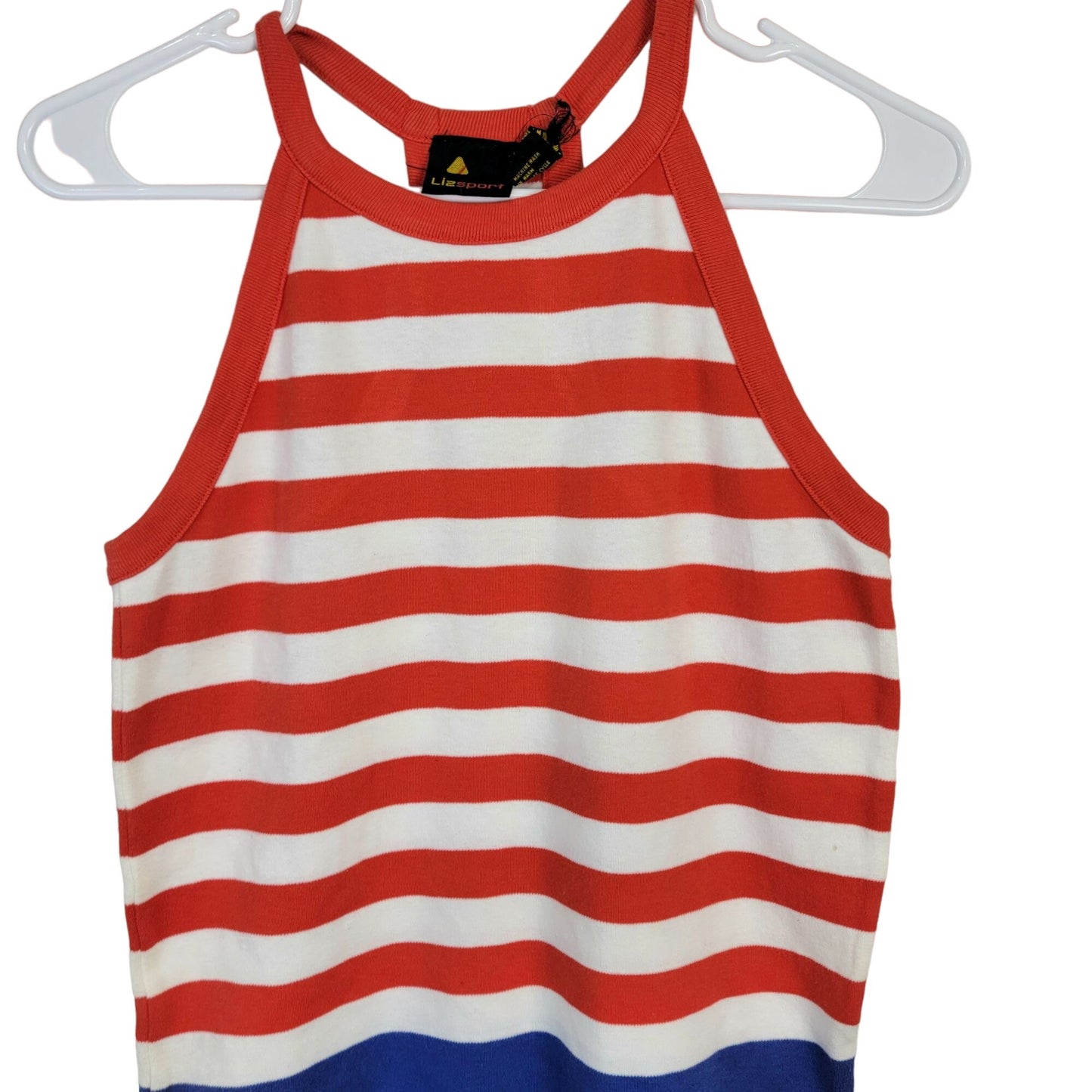 Liz Claiborne Vintage 80s Racerback Tank Shirt Women Small Patriotic Top