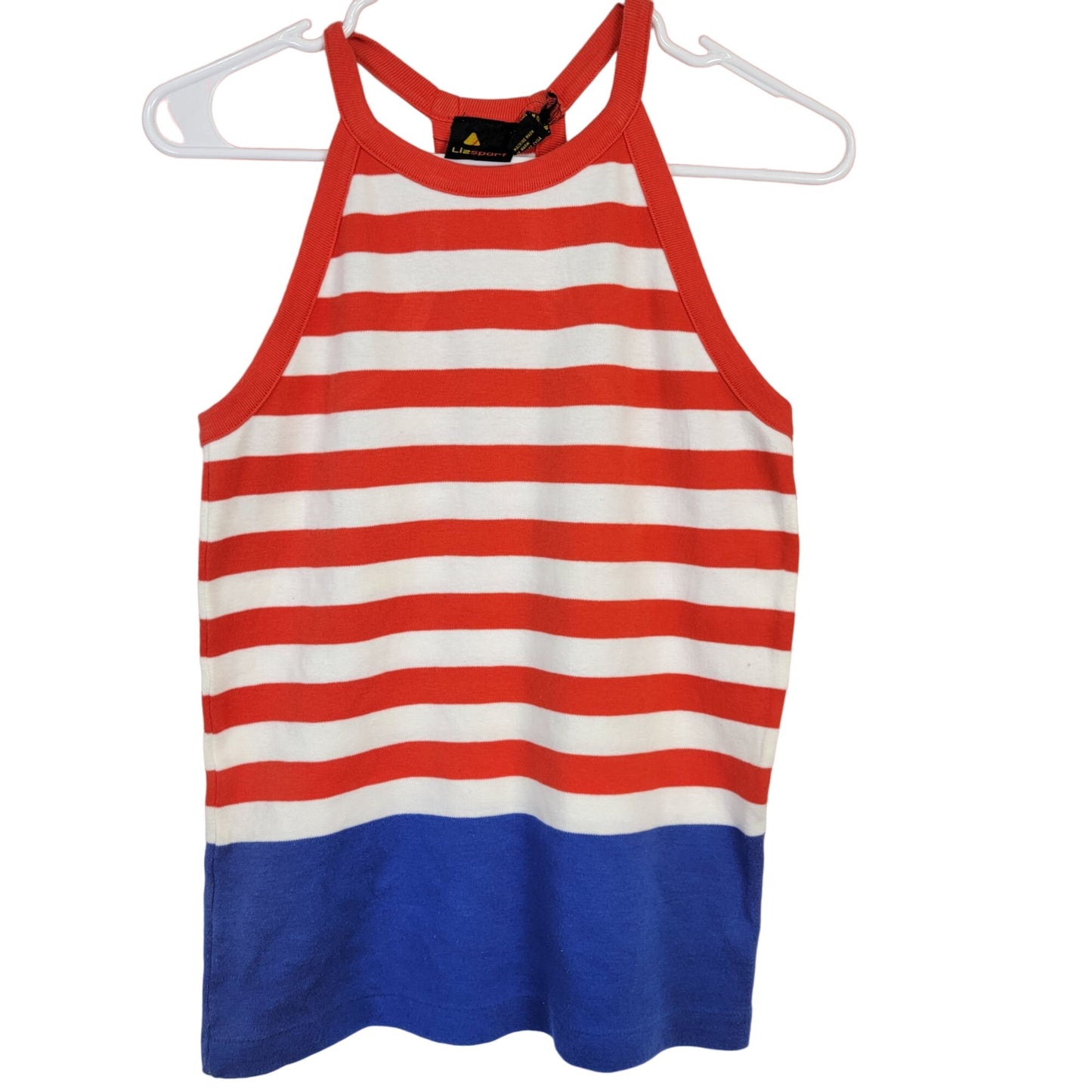 Liz Claiborne Vintage 80s Racerback Tank Shirt Women Small Patriotic Top