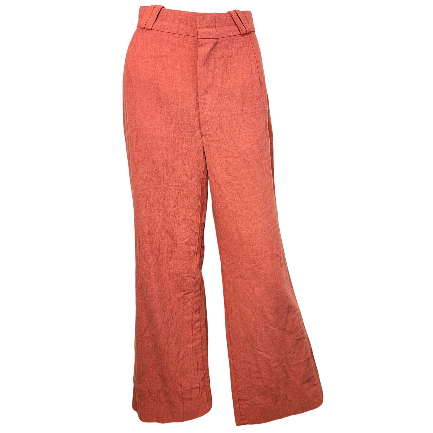Wrangler Vintage 70s Linen Pants Women 16 Large Wide Leg Jeans Orange High Rise