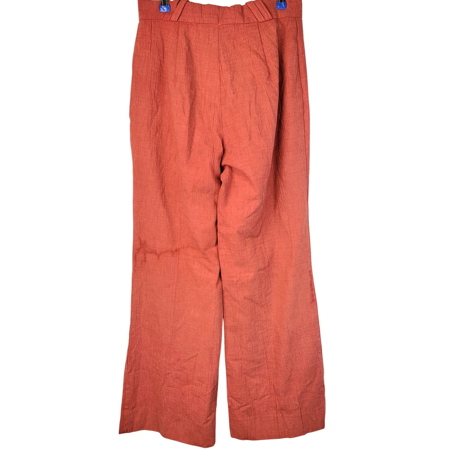 Wrangler Vintage 70s Linen Pants Women 16 Large Wide Leg Jeans Orange High Rise