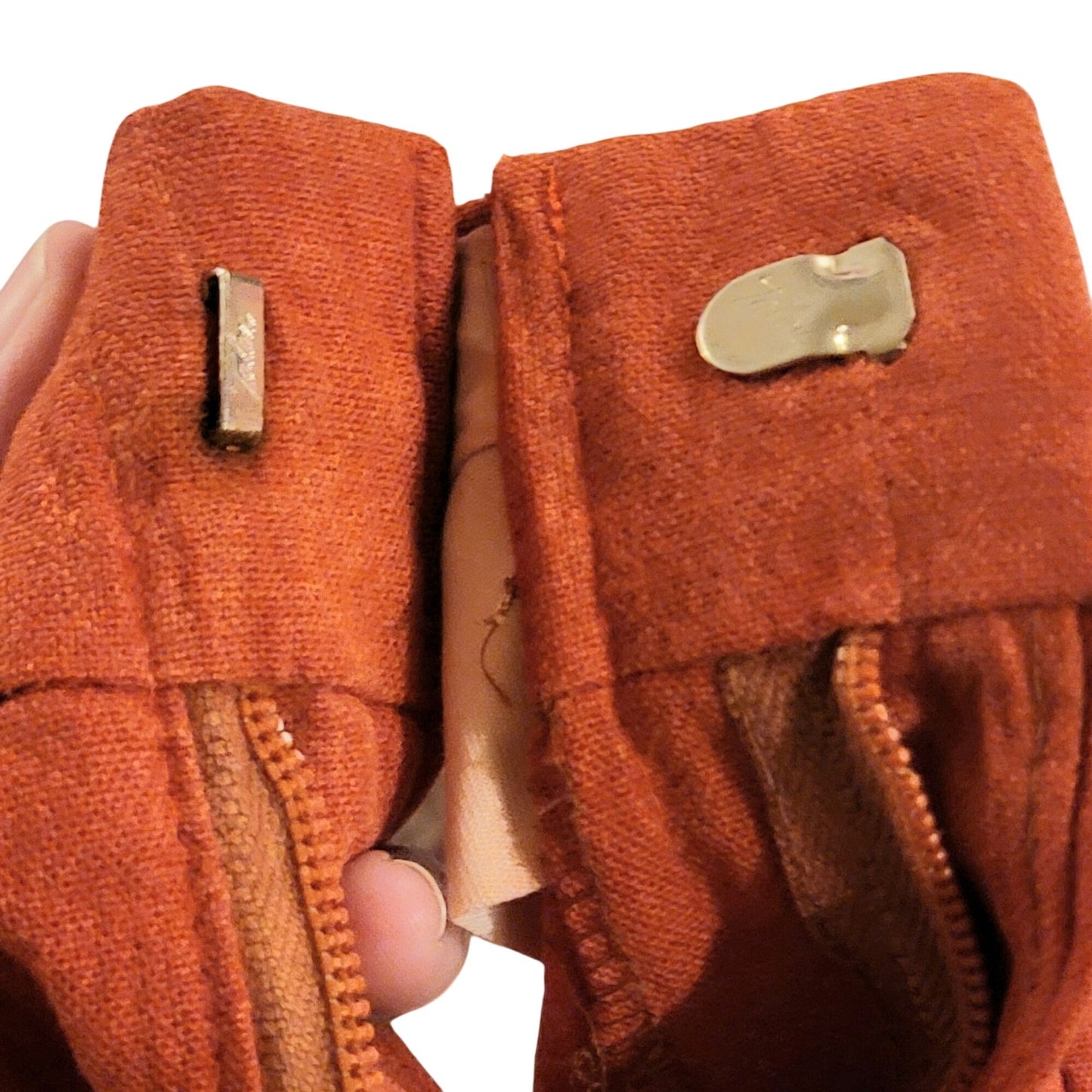 Wrangler Vintage 70s Linen Pants Women 16 Large Wide Leg Jeans Orange High Rise