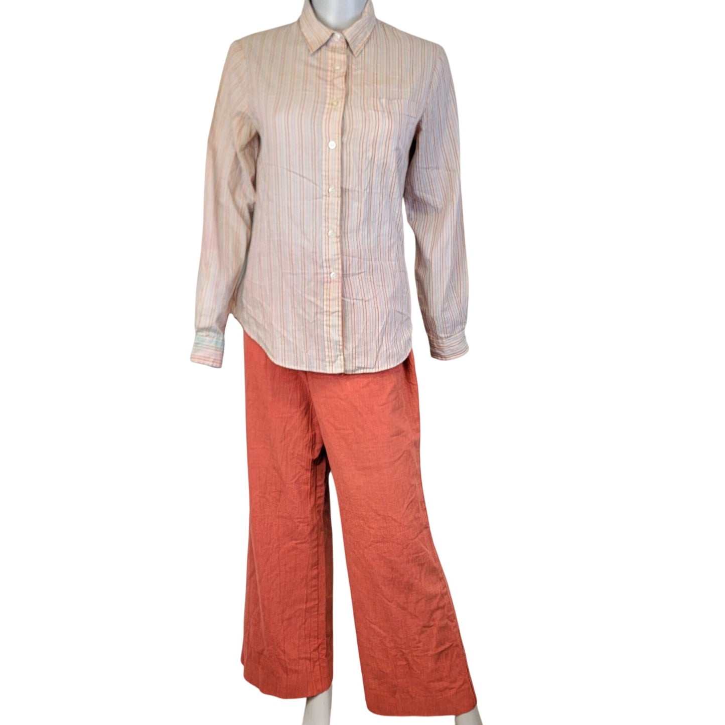 Wrangler Vintage 70s Linen Pants Women 16 Large Wide Leg Jeans Orange High Rise