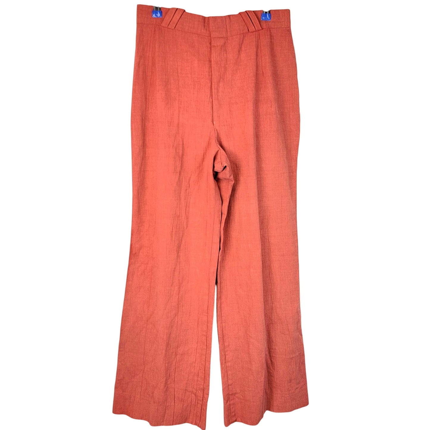 Wrangler Vintage 70s Linen Pants Women 16 Large Wide Leg Jeans Orange High Rise