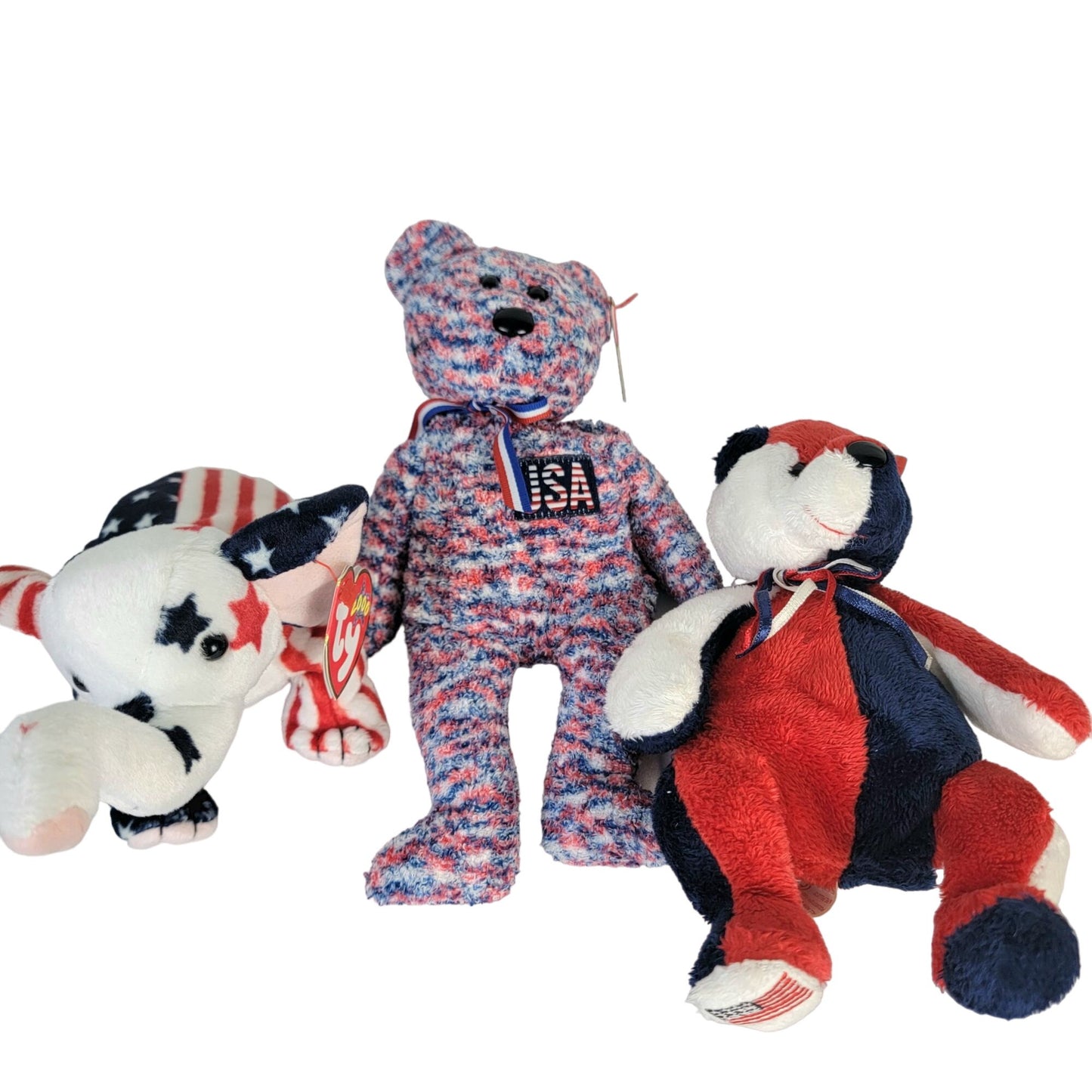 TY Beanie Baby Patriotic Lot Red White Blue USA Republican Trump