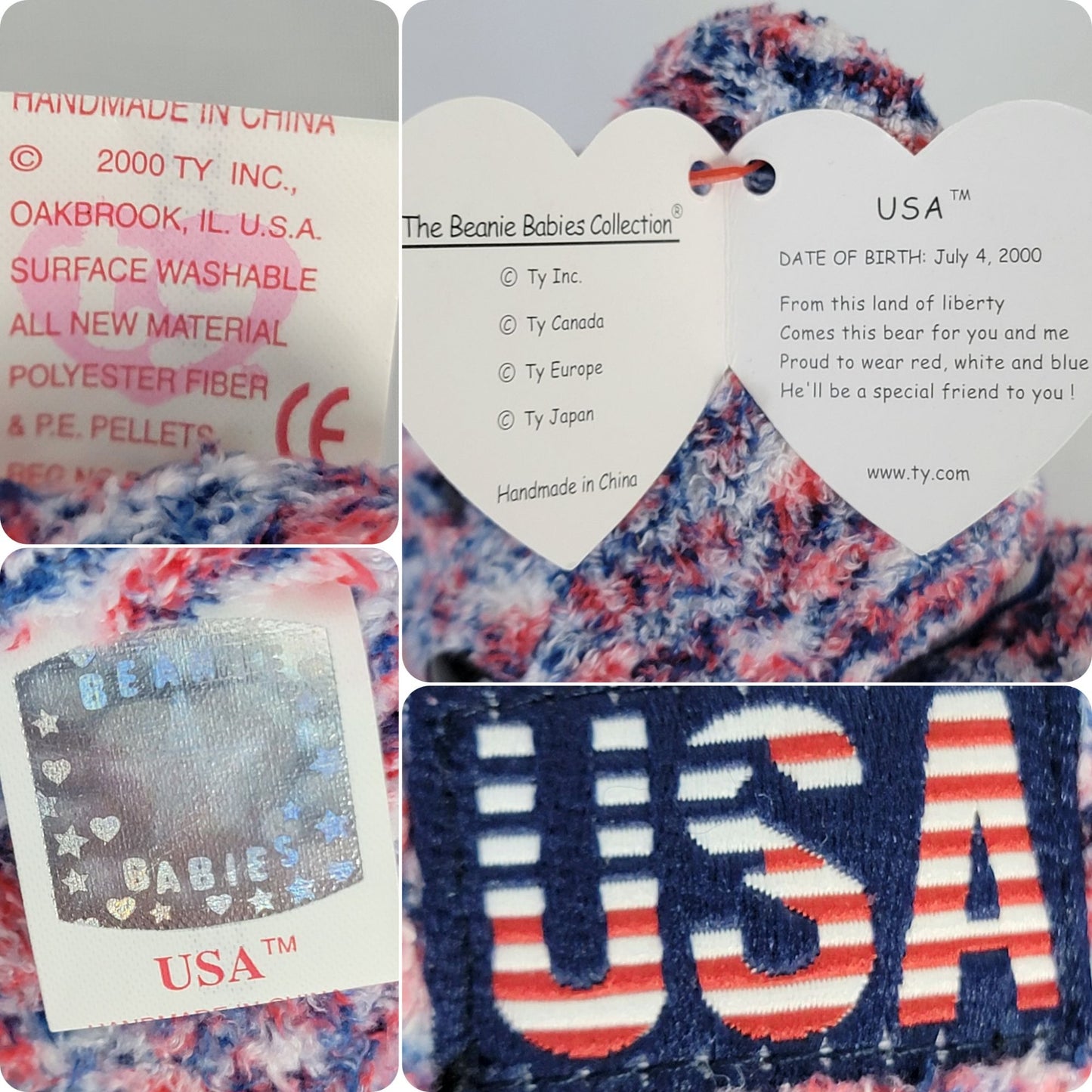 TY Beanie Baby Patriotic Lot Red White Blue USA Republican Trump