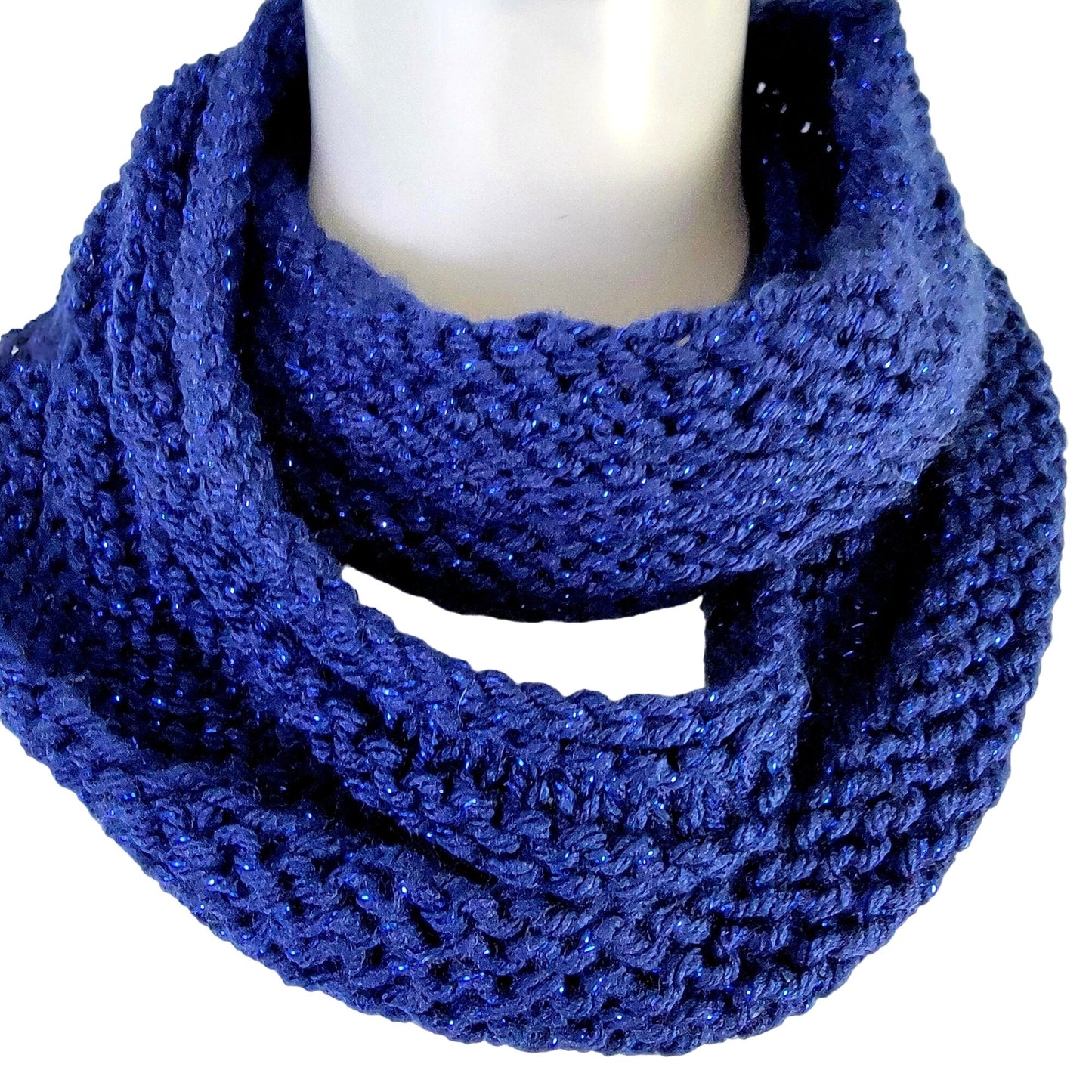 Blue Metallic Sparkle Cowl Women Girl Winter Accessories