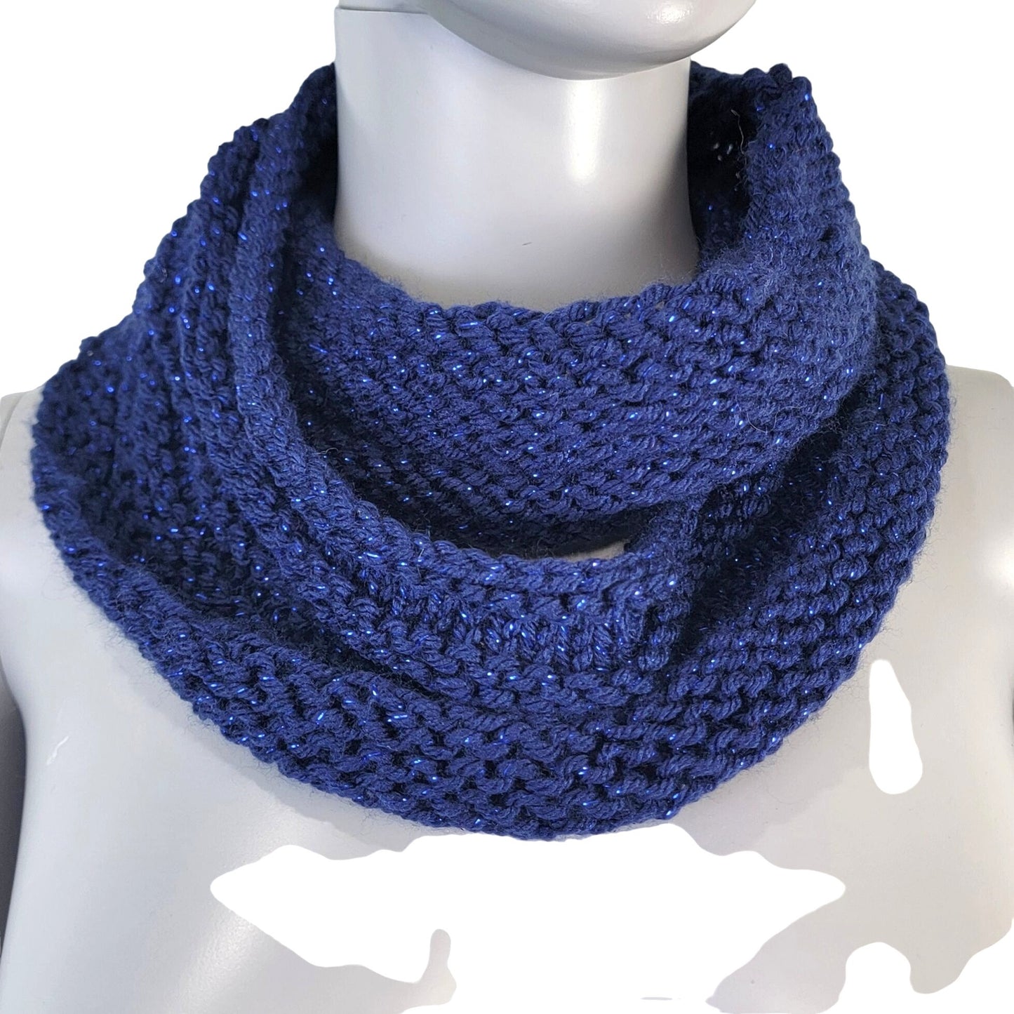 Blue Metallic Sparkle Cowl Women Girl Winter Accessories