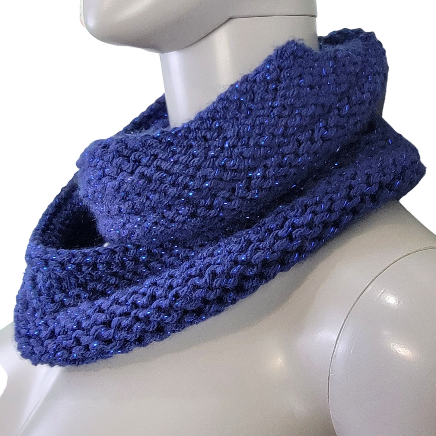 Blue Metallic Sparkle Cowl Women Girl Winter Accessories