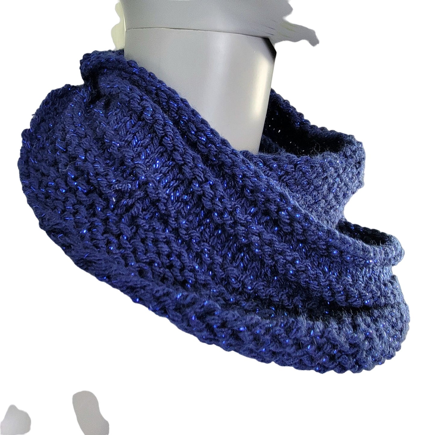 Blue Metallic Sparkle Cowl Women Girl Winter Accessories