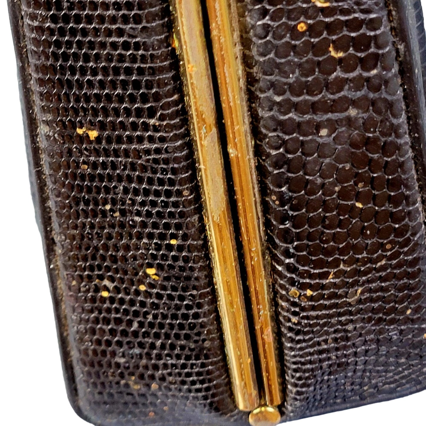 Vintage 60s Leather Purse Black Gold Women Medium Shoulder Bag