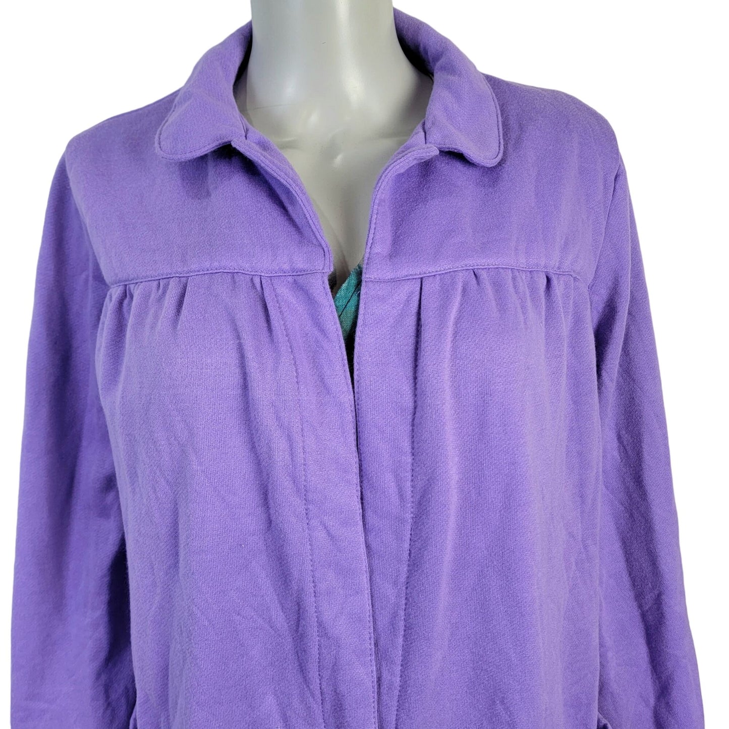 Vintage 80s Fleece Jacket Women 1X Plus Purple Collar Coat