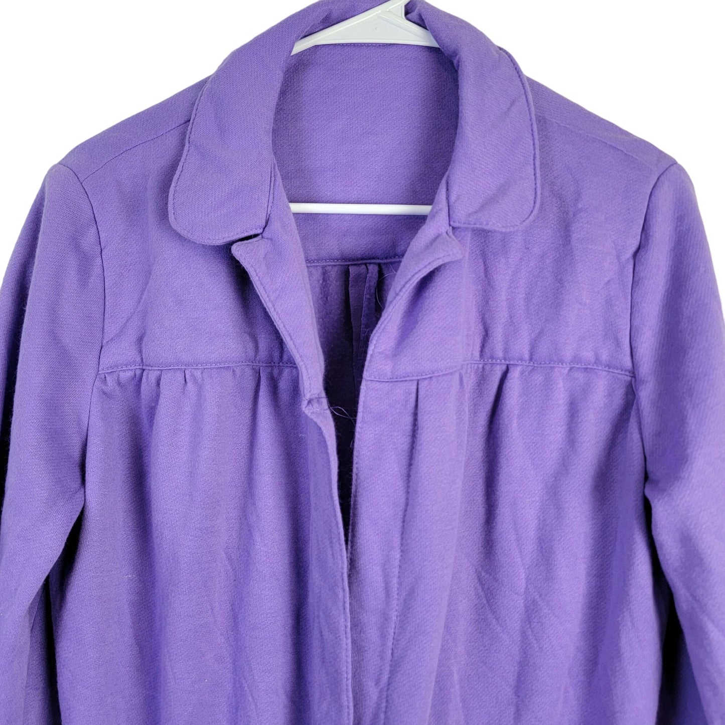 Vintage 80s Fleece Jacket Women 1X Plus Purple Collar Coat