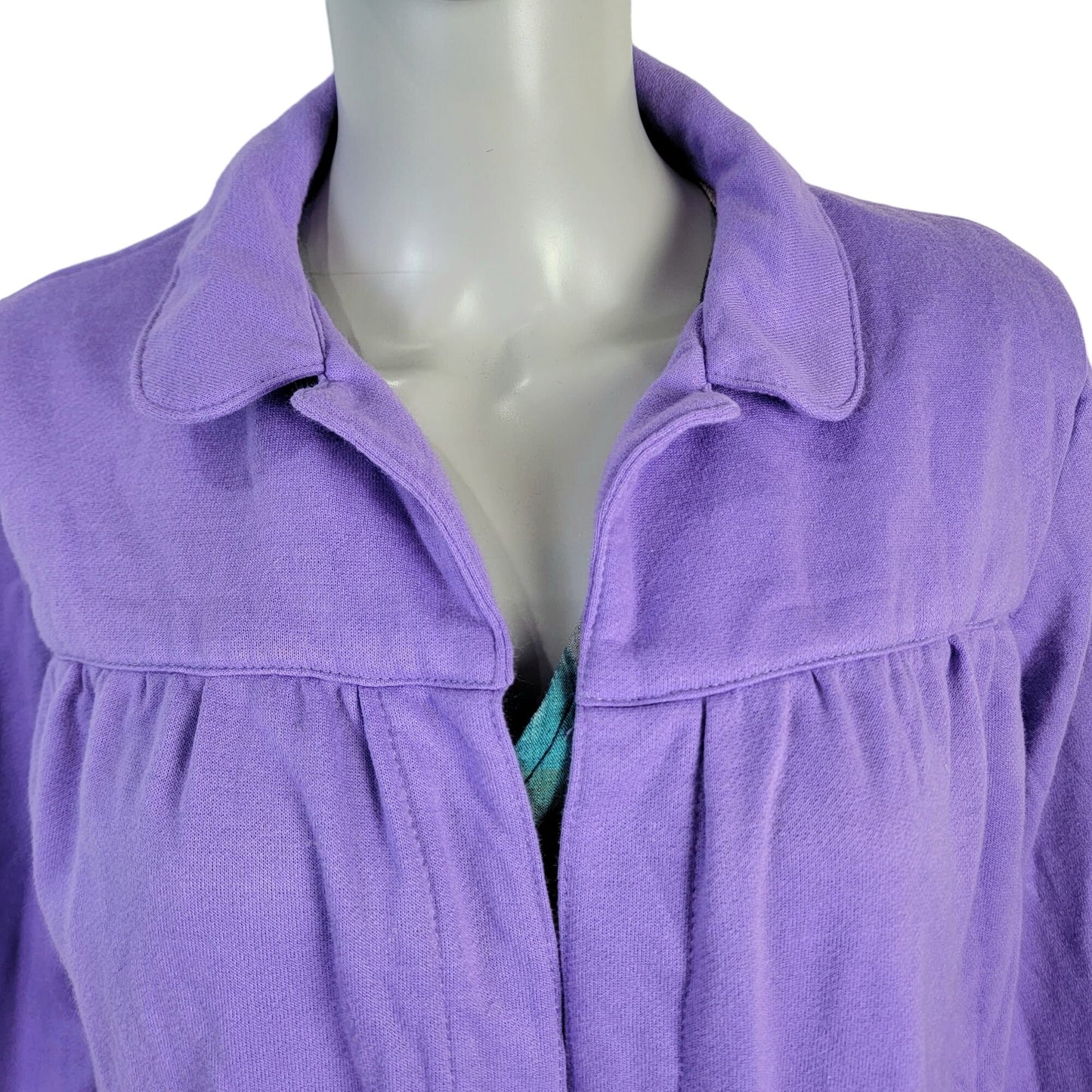 Vintage 80s Fleece Jacket Women 1X Plus Purple Collar Coat
