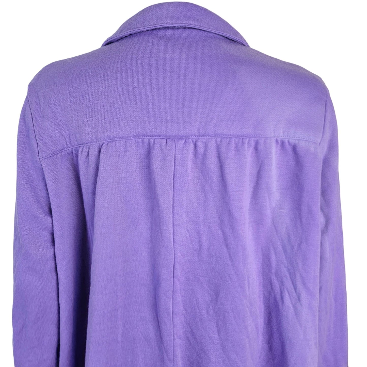 Vintage 80s Fleece Jacket Women 1X Plus Purple Collar Coat