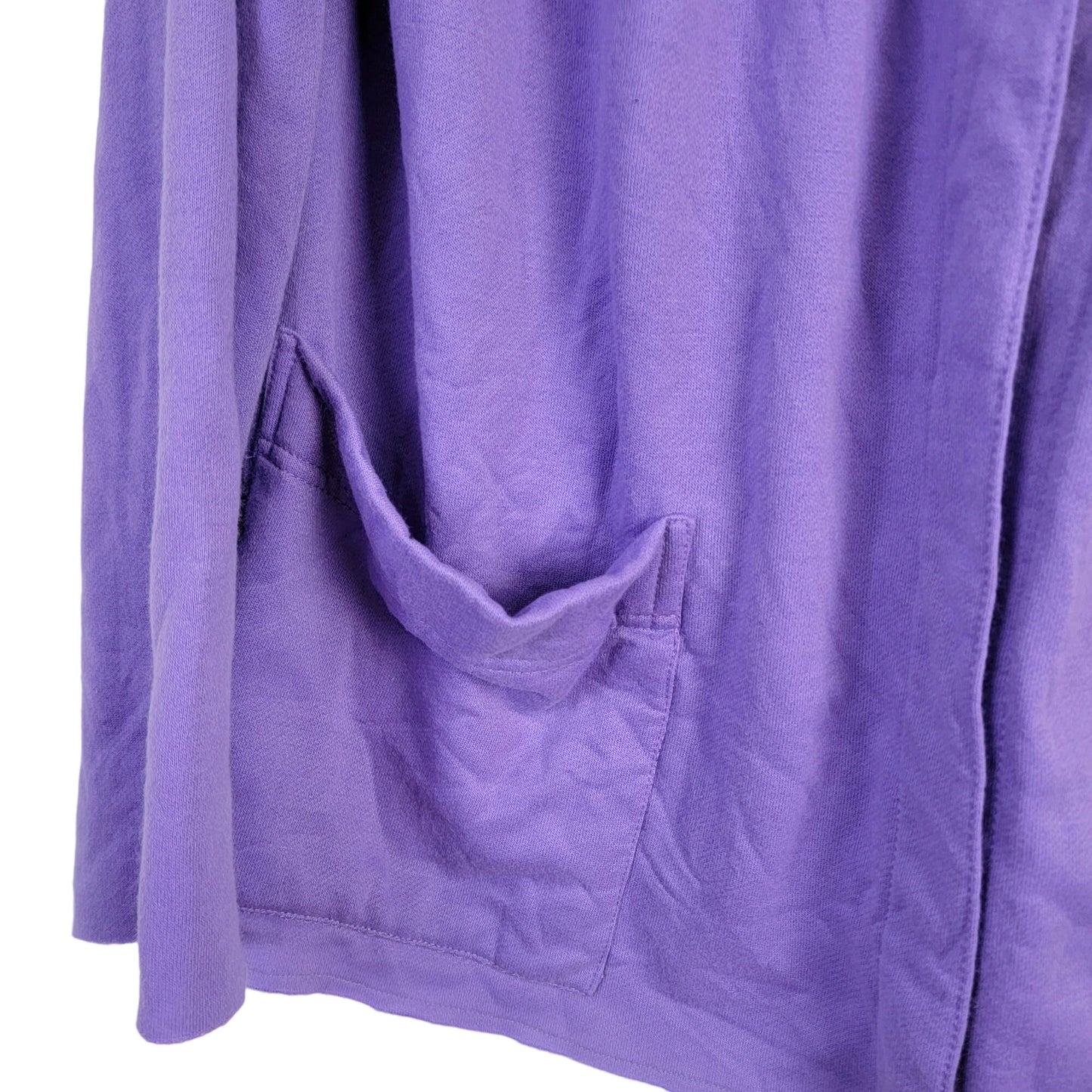 Vintage 80s Fleece Jacket Women 1X Plus Purple Collar Coat