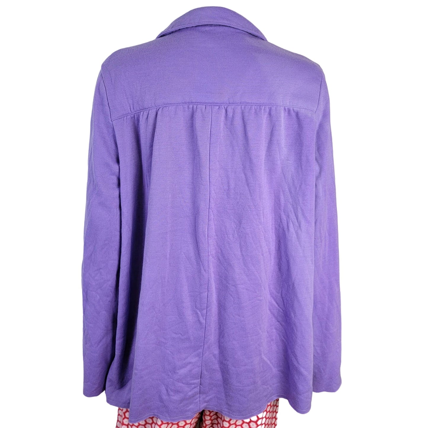 Vintage 80s Fleece Jacket Women 1X Plus Purple Collar Coat