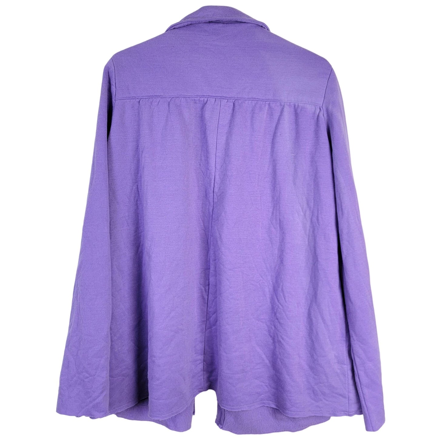 Vintage 80s Fleece Jacket Women 1X Plus Purple Collar Coat
