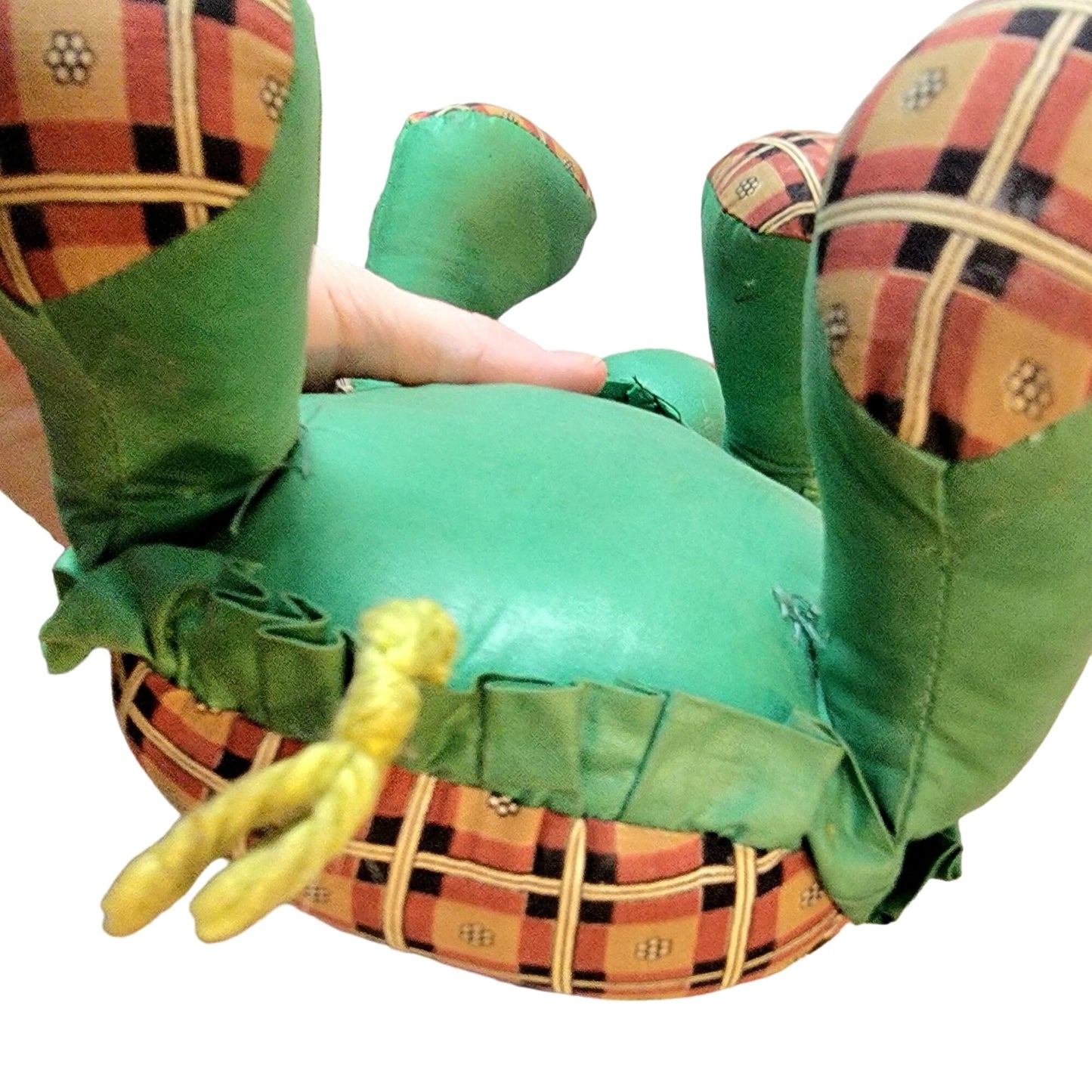 Vintage 80s Handmade Turtle Stuffed Animal Set Plaid