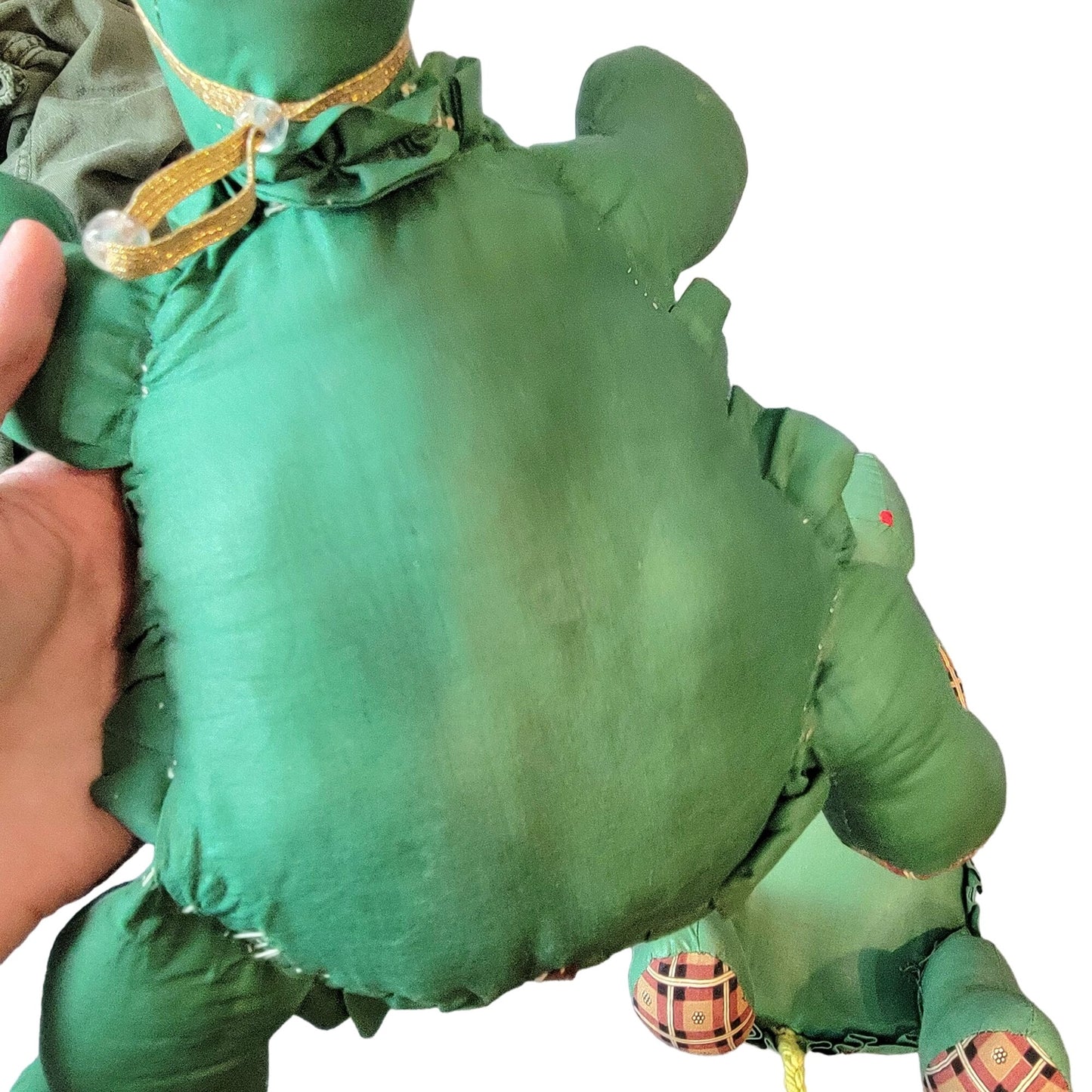 Vintage 80s Handmade Turtle Stuffed Animal Set Plaid