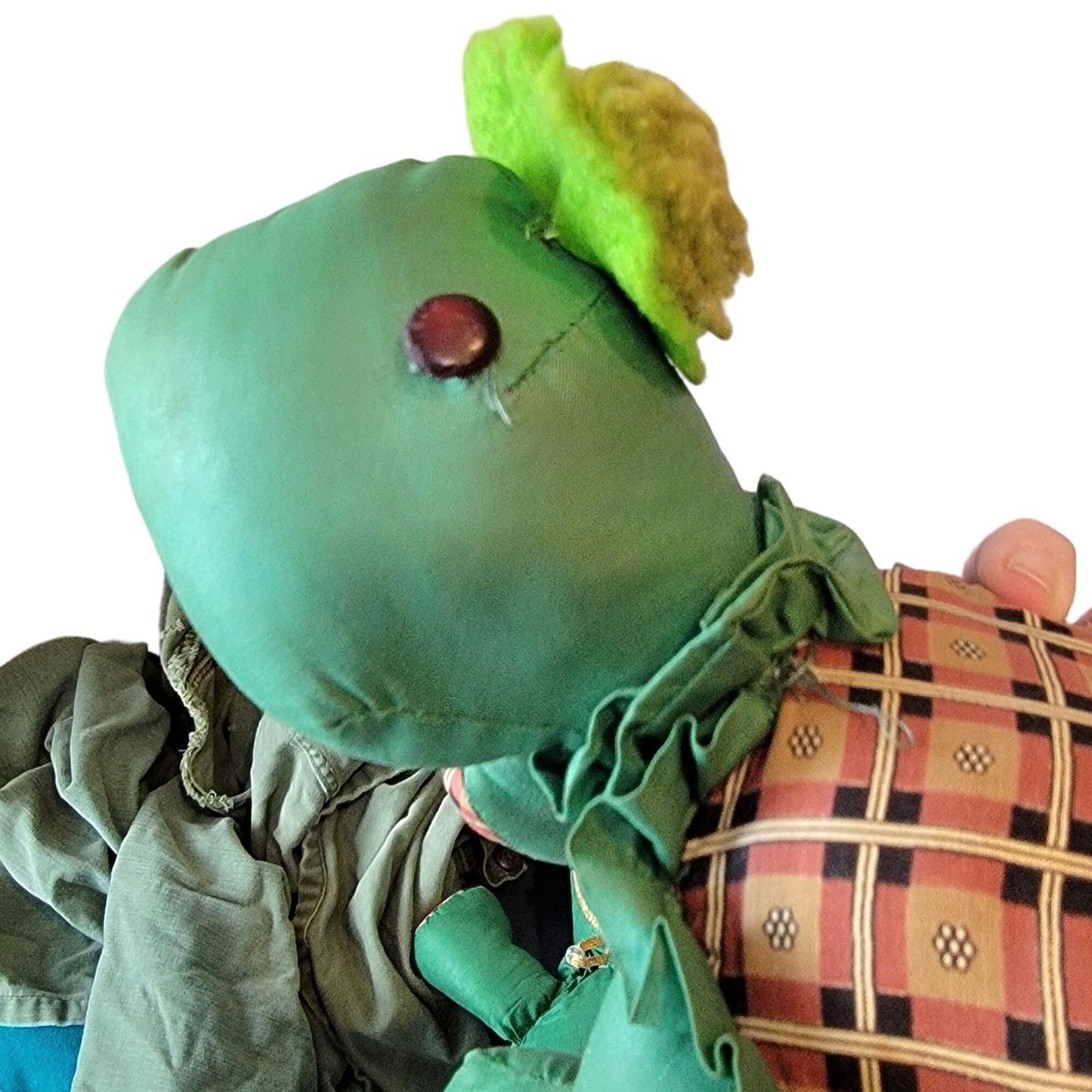Vintage 80s Handmade Turtle Stuffed Animal Set Plaid