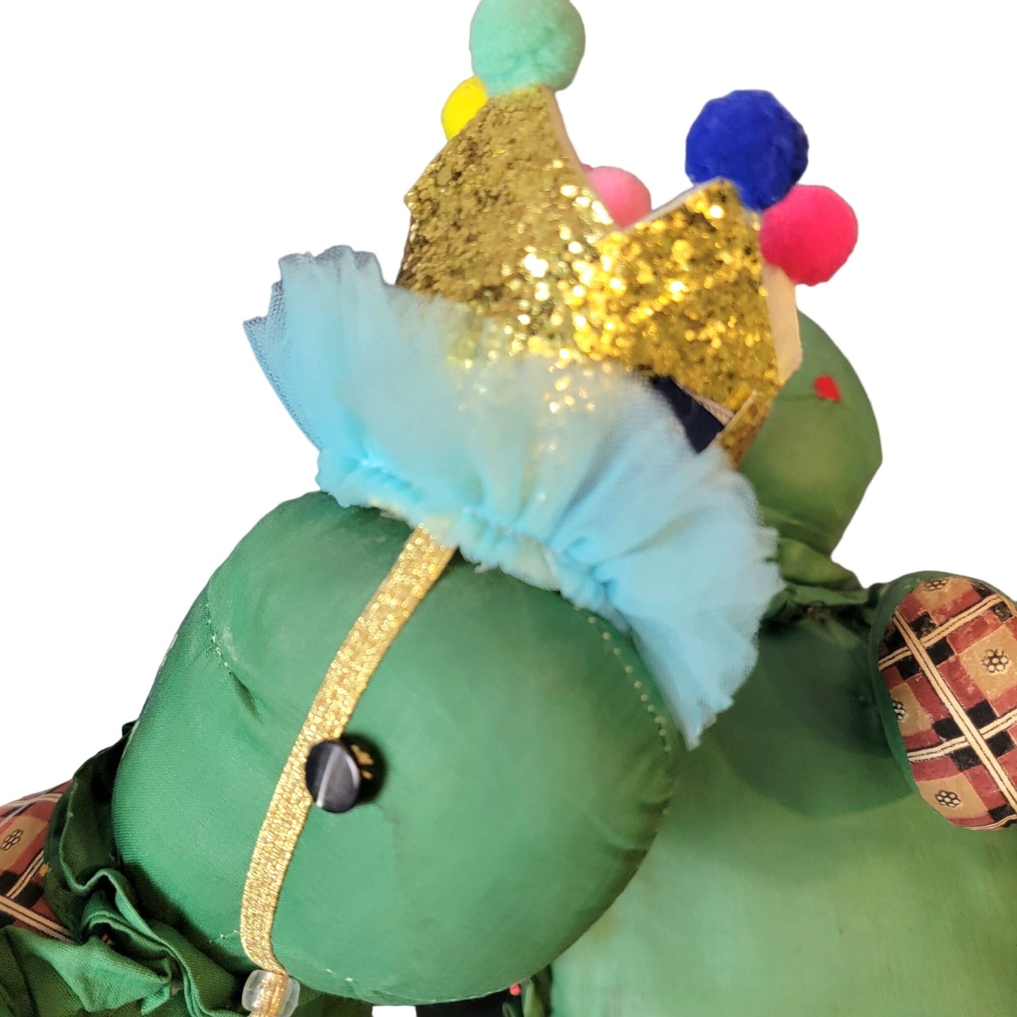 Vintage 80s Handmade Turtle Stuffed Animal Set Plaid