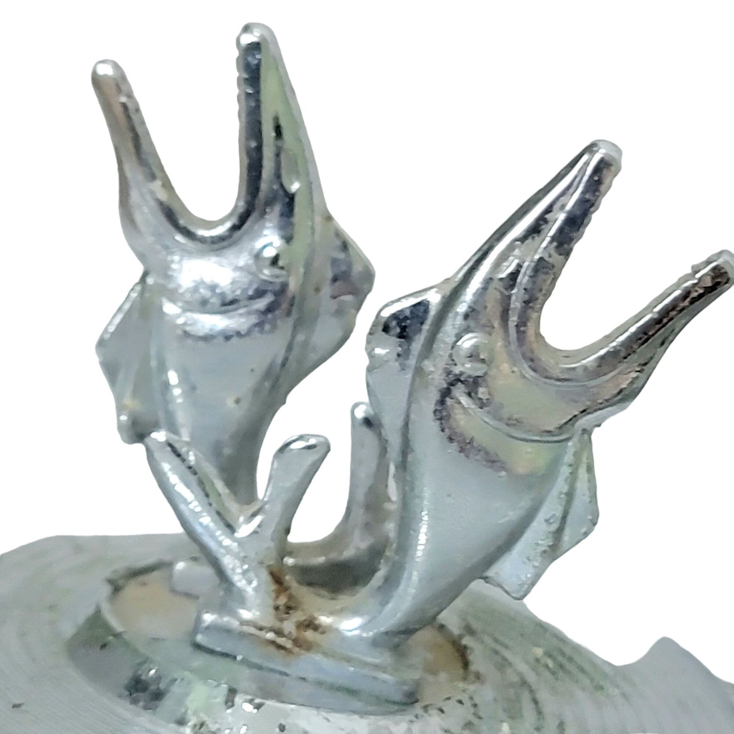 Vintage 50s Fish Pincherette Ashtray Silver Metal Chrome Mid Century Art Deco