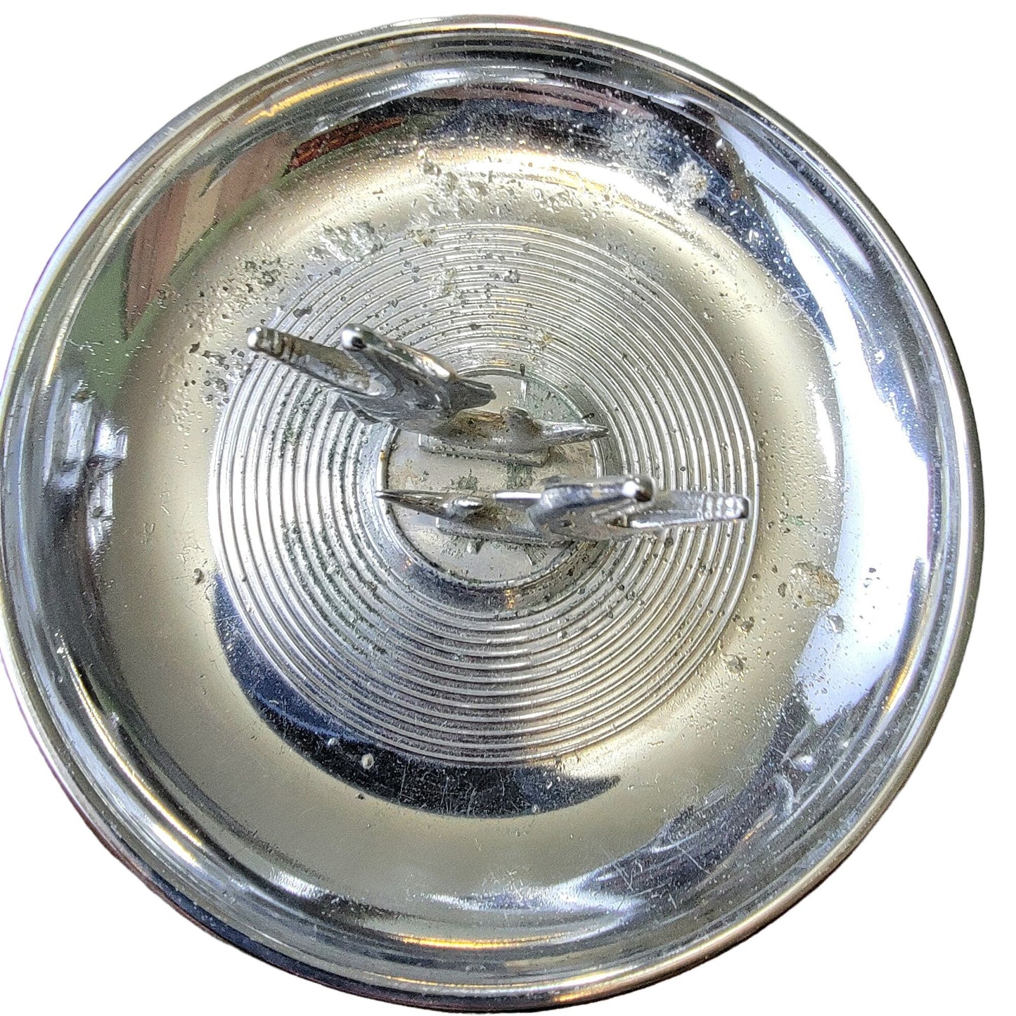 Vintage 50s Fish Pincherette Ashtray Silver Metal Chrome Mid Century Art Deco