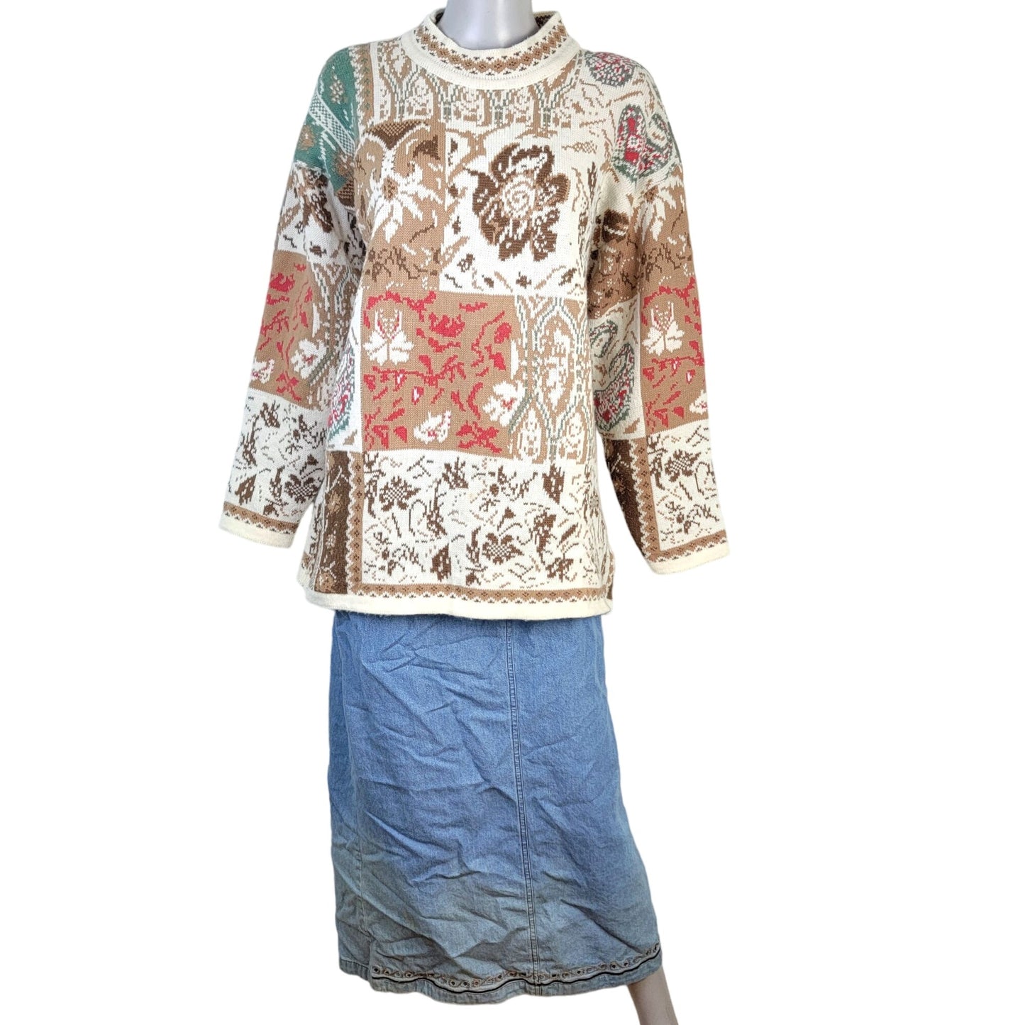 Sunbelt Vintage 90s Sweater Women Plus 1X Floral Paisley