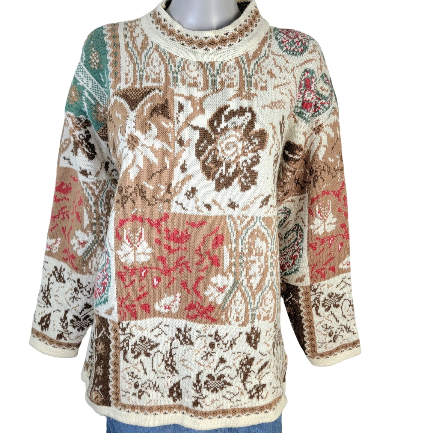 Sunbelt Vintage 90s Sweater Women Plus 1X Floral Paisley