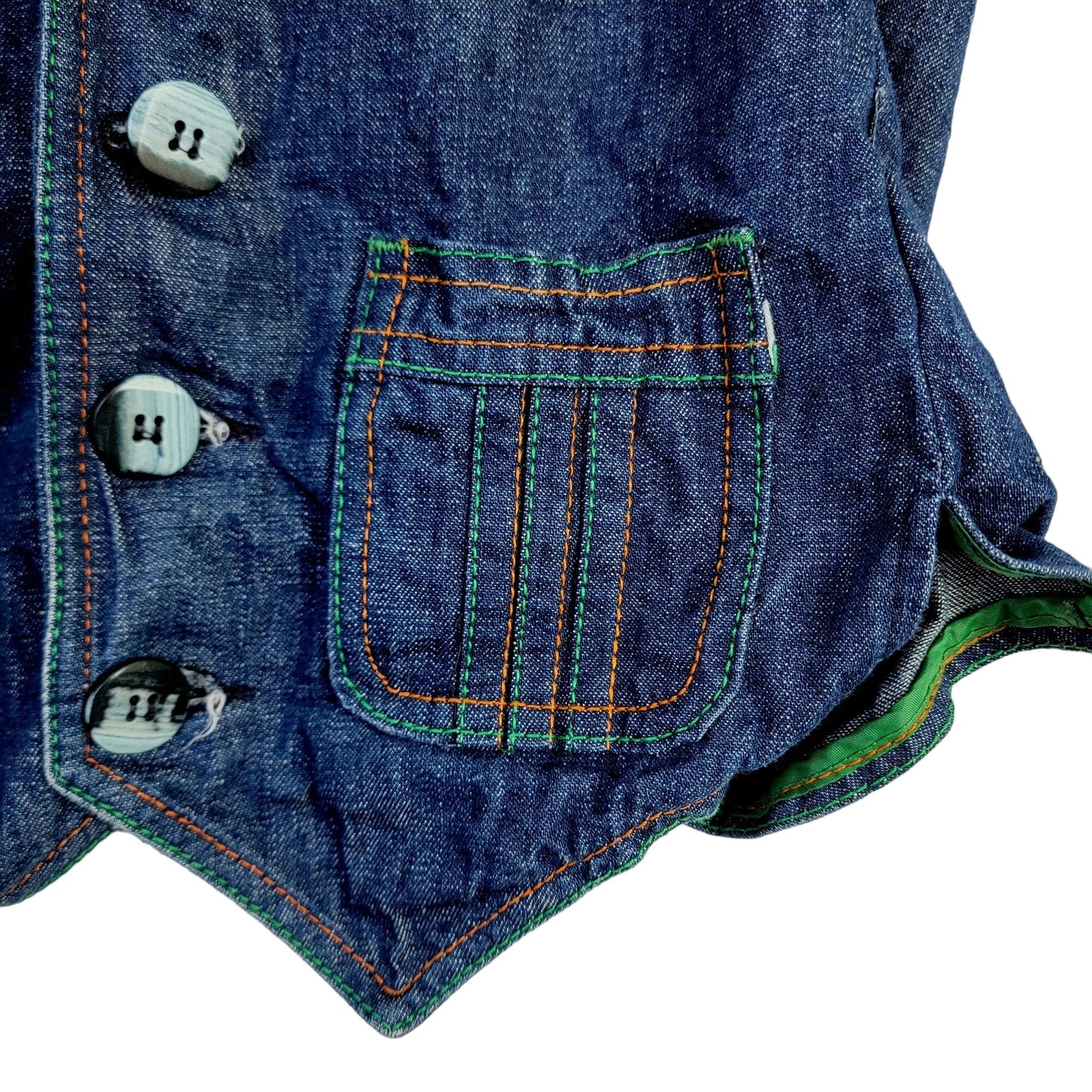 Vintage 70s Denim Vest Women Small Men 38 Button Up Jacket Top Retro 4 6 Fall S