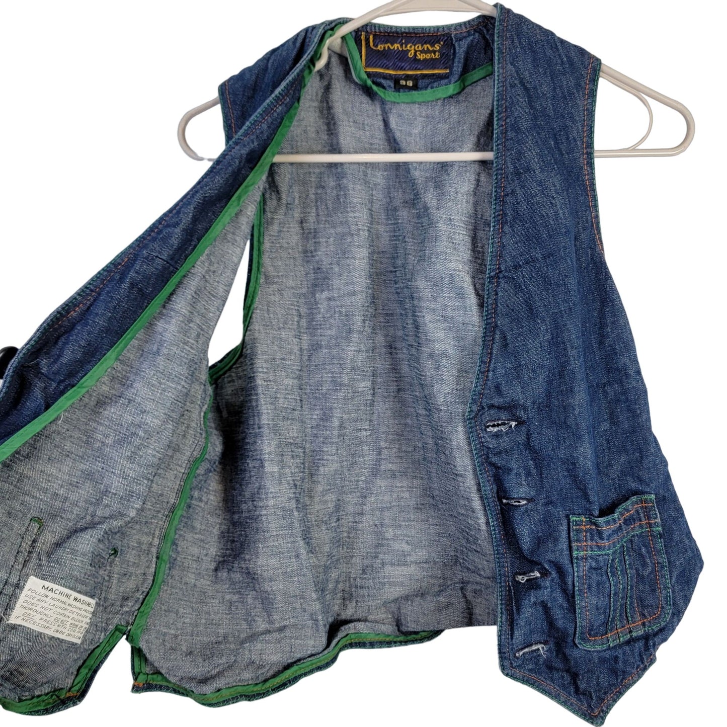 Vintage 70s Denim Vest Women Small Men 38 Button Up Jacket Top Retro 4 6 Fall S