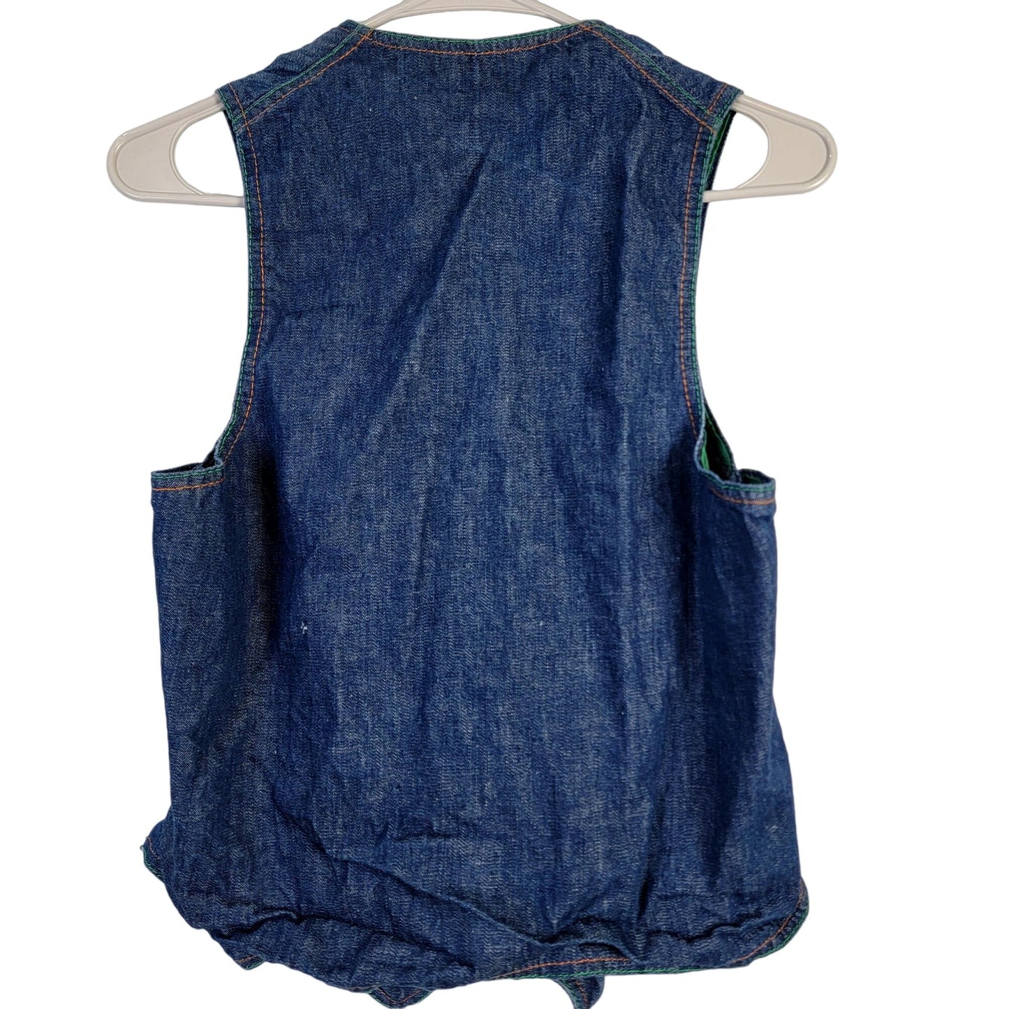 Vintage 70s Denim Vest Women Small Men 38 Button Up Jacket Top Retro 4 6 Fall S