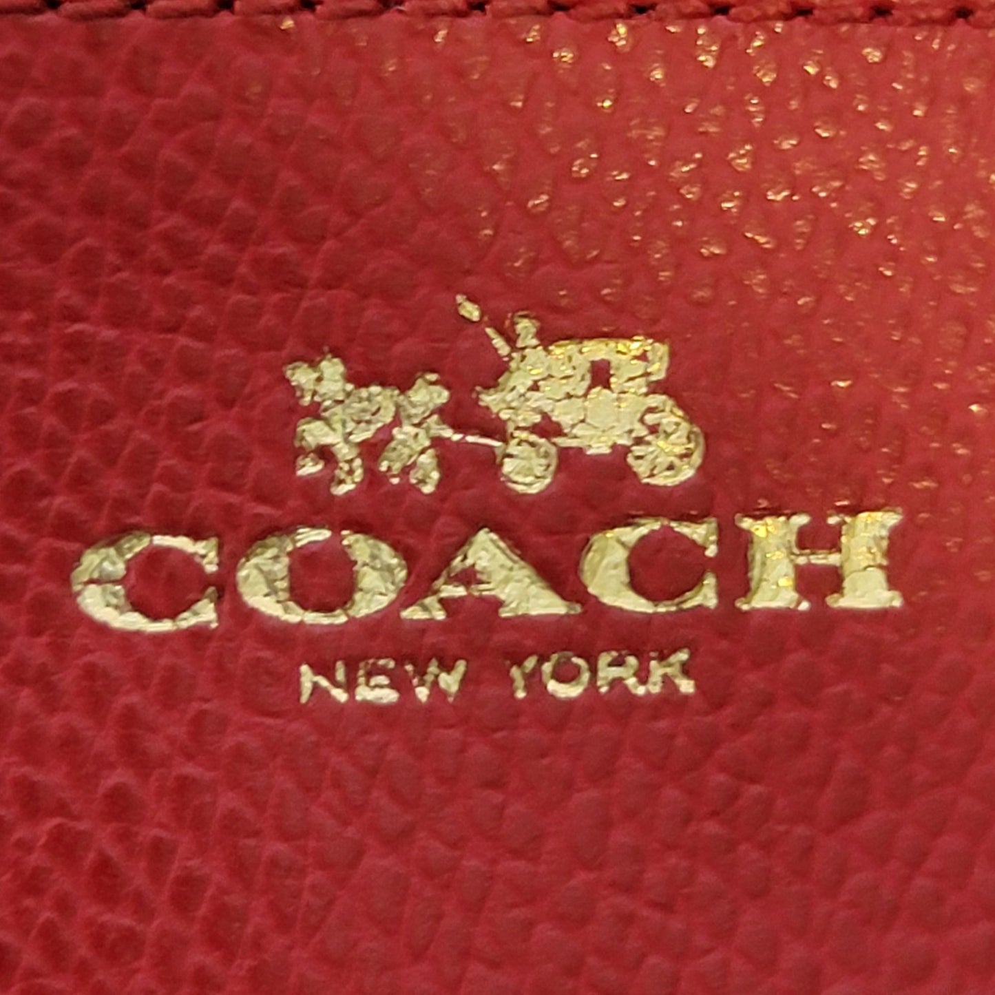Coach Small Leather Wristlet Bag Corner Zip Purse Red Gold Logo Women Clutch Fun