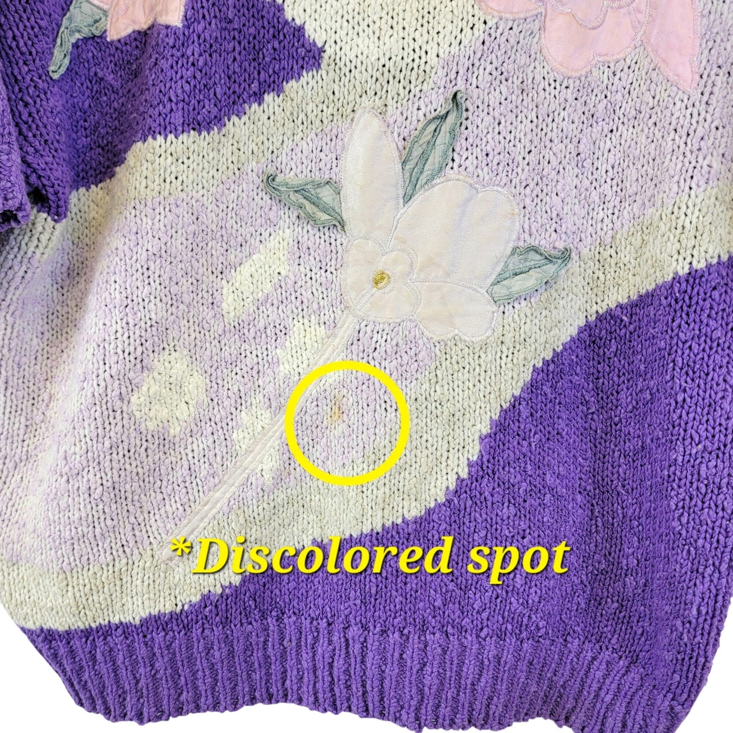 Vintage 80s Sweater Shirt Women 2X Plus Purple Embroidered Floral Top