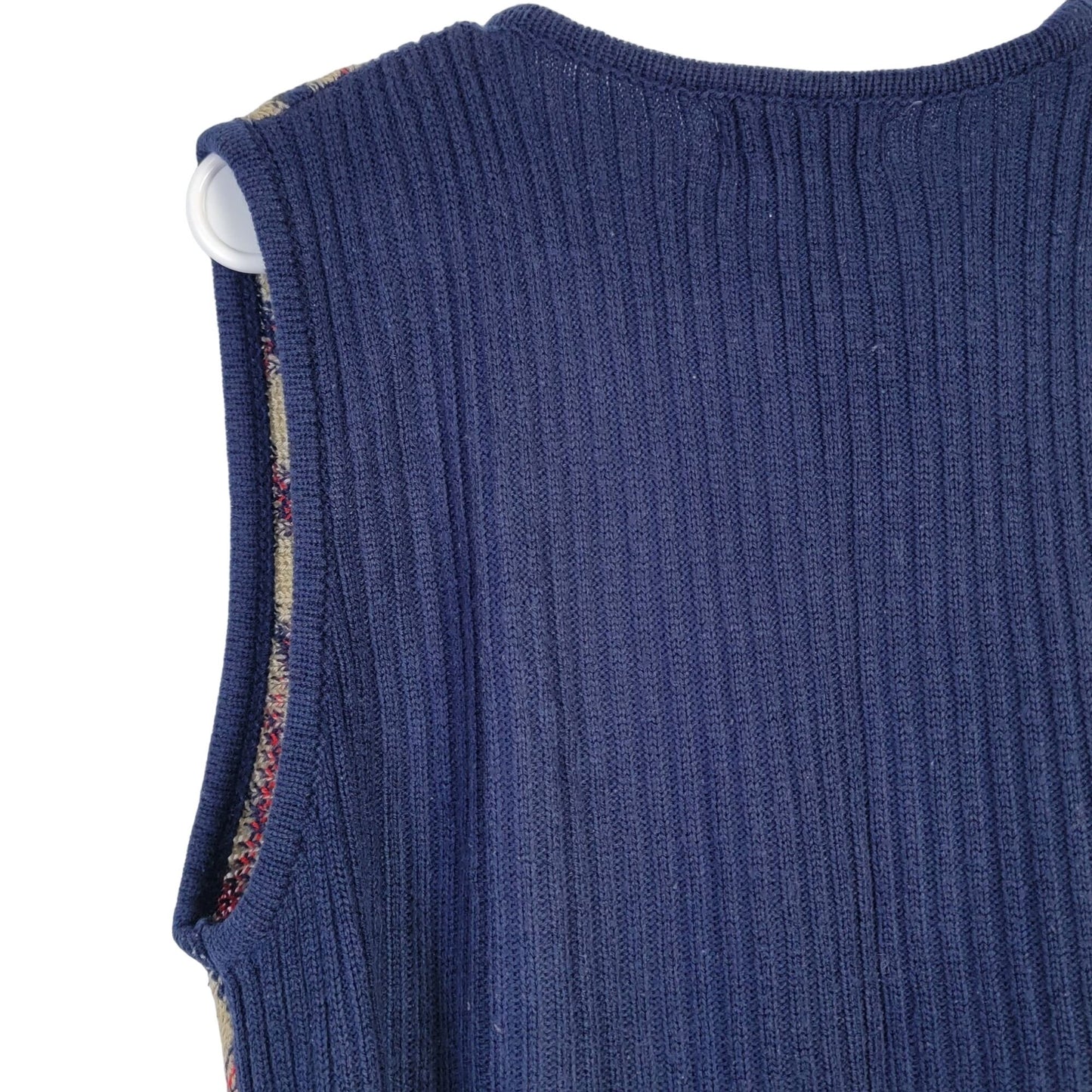 Vintage 90s Sweater Vest Women Medium Shirt Top Blue Burgundy