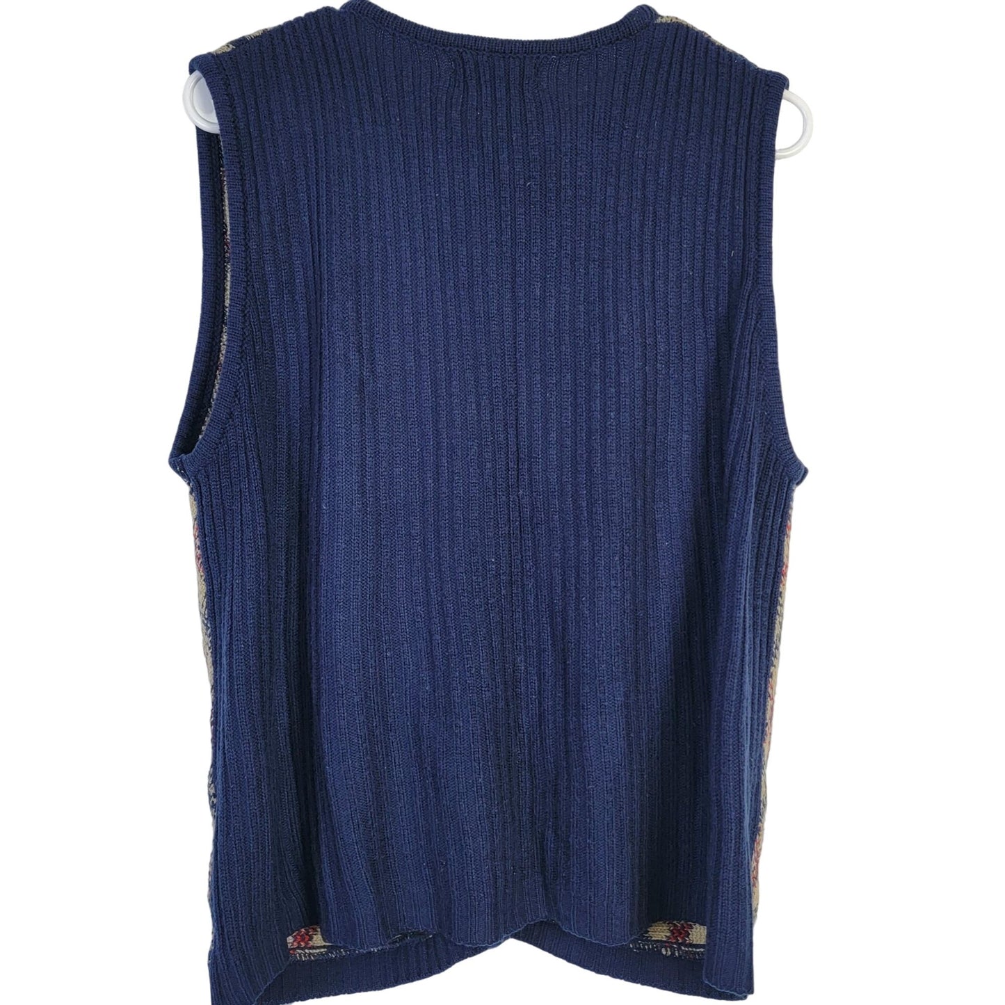 Vintage 90s Sweater Vest Women Medium Shirt Top Blue Burgundy