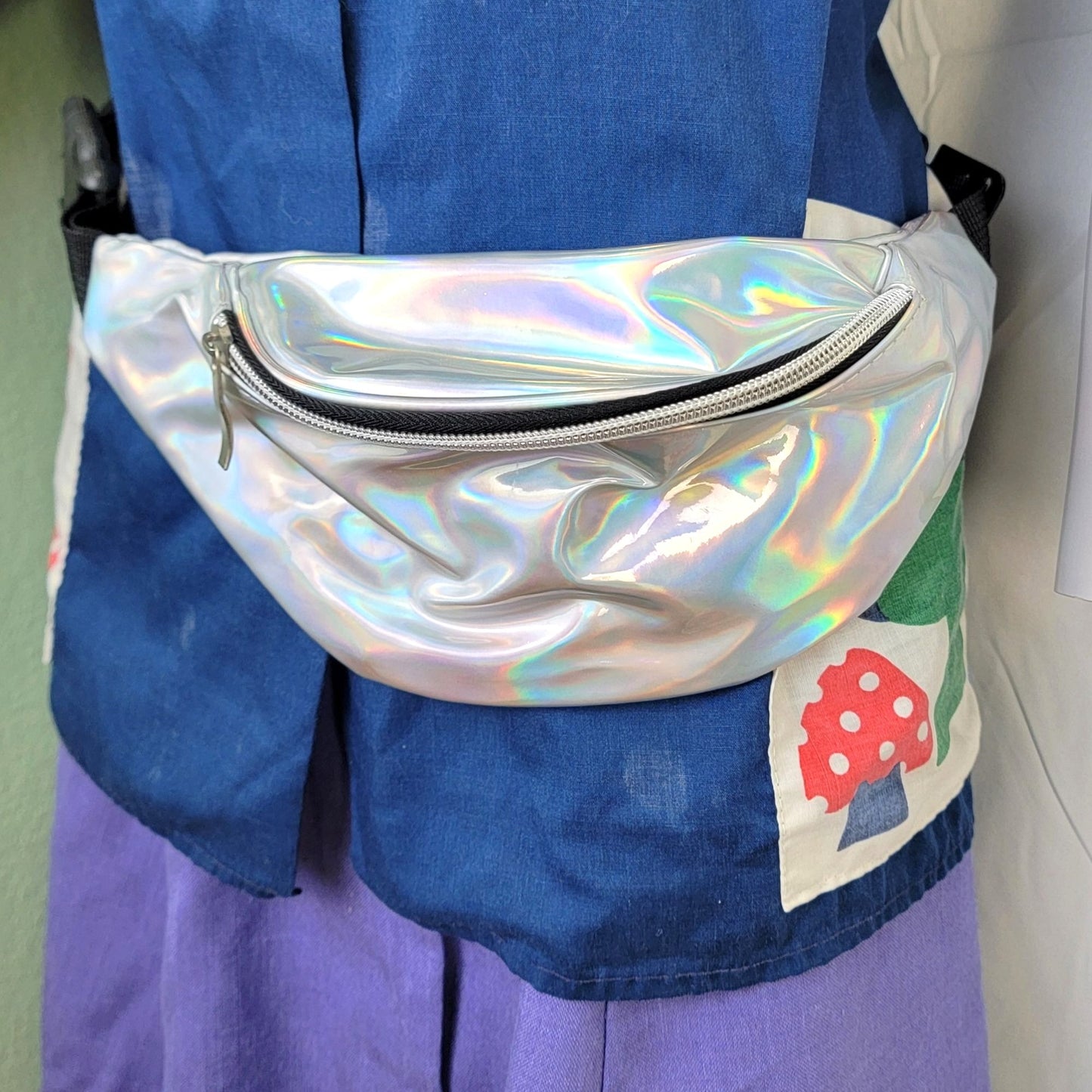 Holographic Belt Bag Travel Purse Handbag Women Silver New Adjustable Iridescent
