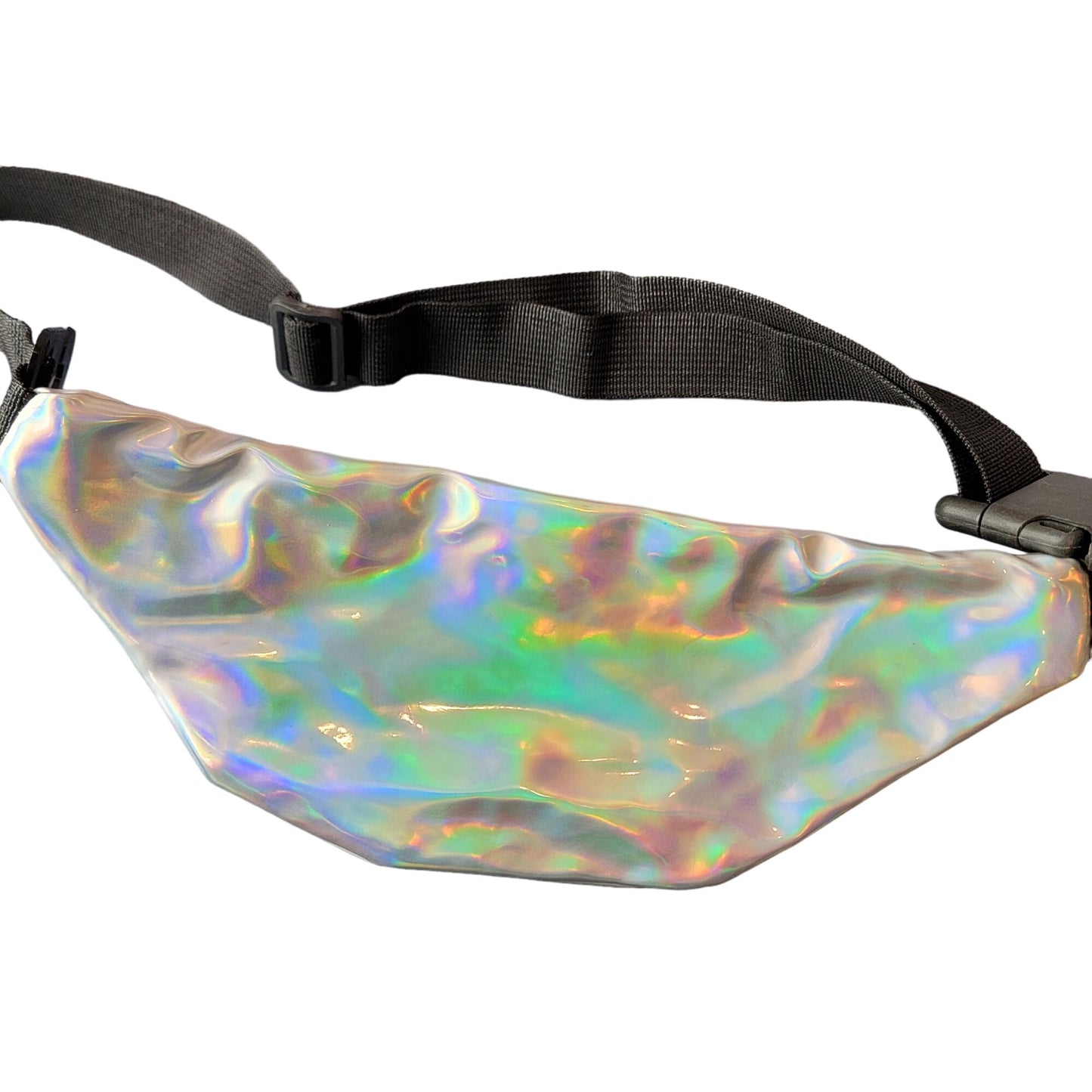 Holographic Belt Bag Travel Purse Handbag Women Silver New Adjustable Iridescent
